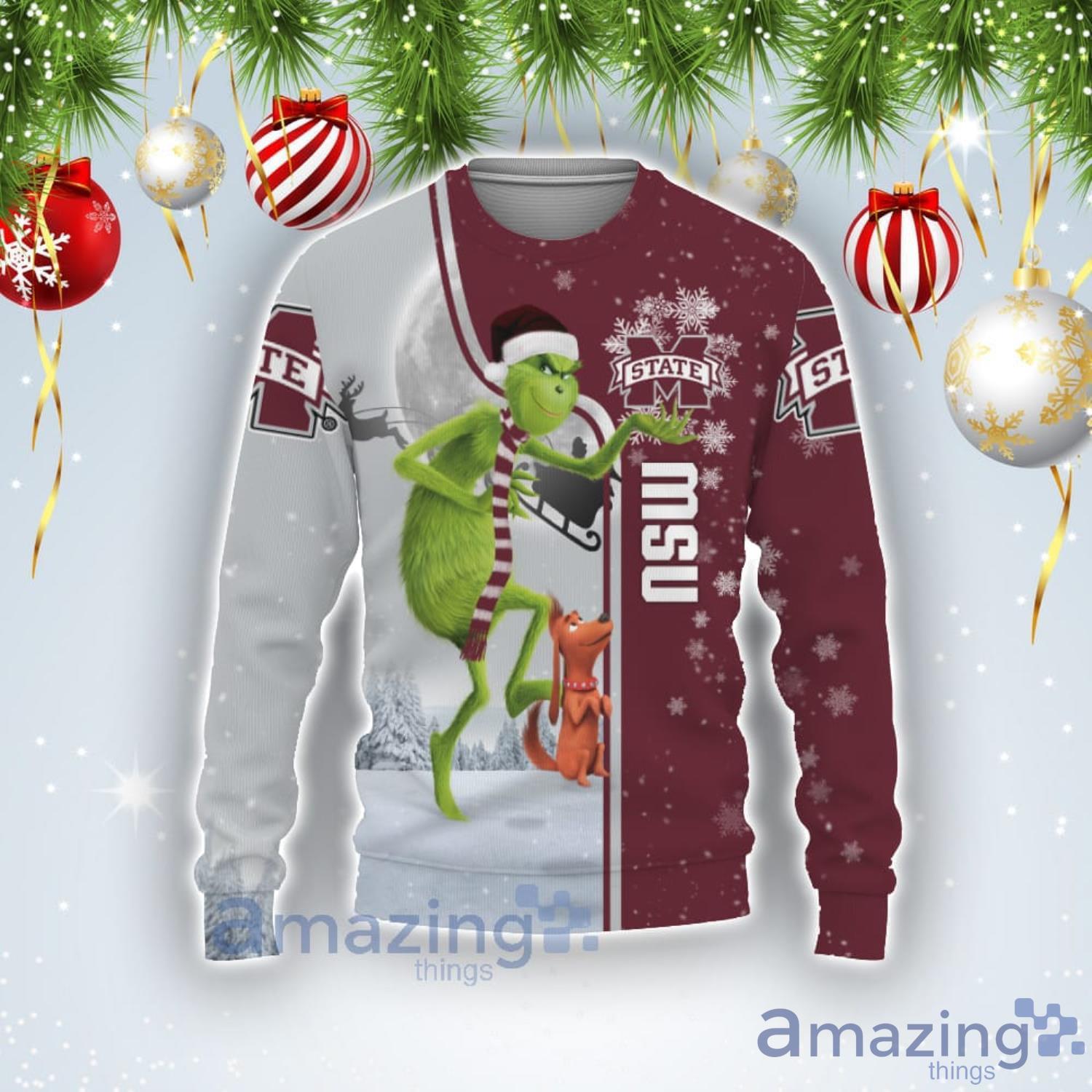 Mississippi State Bulldogs Funny Grinch Ugly Christmas Sweater Product Photo 1