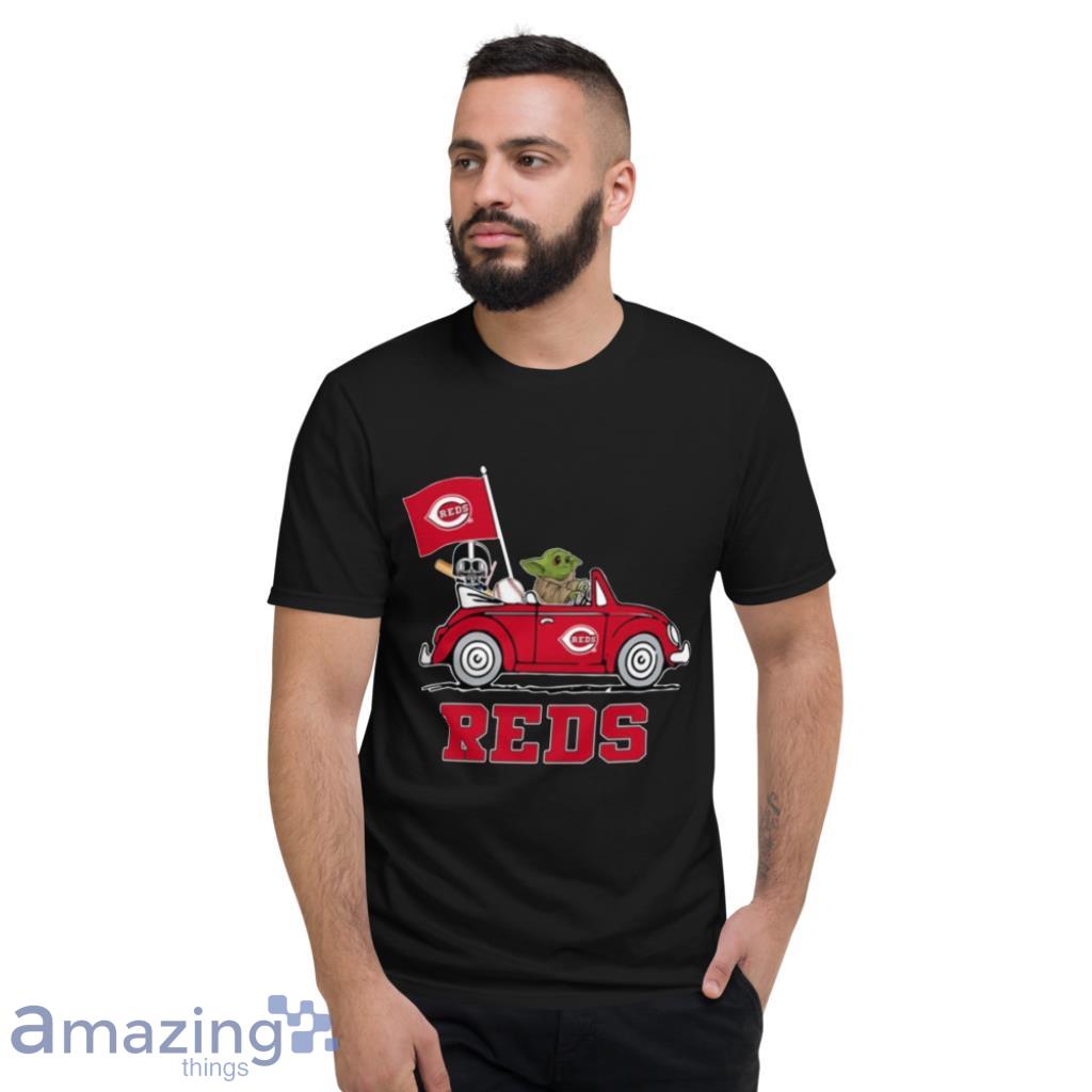 MLB Baseball Cincinnati Reds Darth Vader Baby Yoda Driving Star Wars T Shirt image MLB Baseball Cincinnati Reds Darth Vader Baby Yoda Driving Star Wars T Shirt - Short Sleeve T-Shirt
