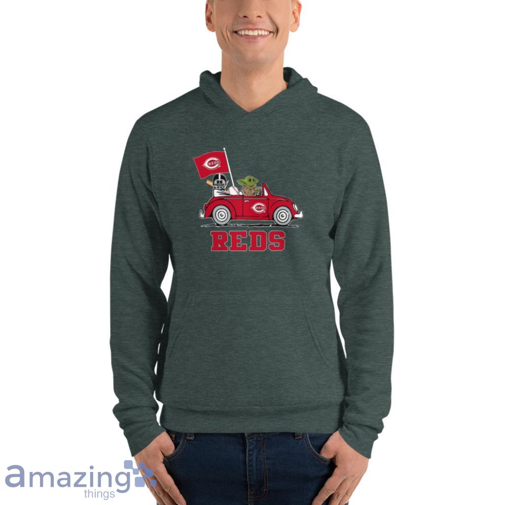 MLB Baseball Cincinnati Reds Darth Vader Baby Yoda Driving Star Wars T Shirt image MLB Baseball Cincinnati Reds Darth Vader Baby Yoda Driving Star Wars T Shirt - Unisex Fleece Pullover Hoodie-1