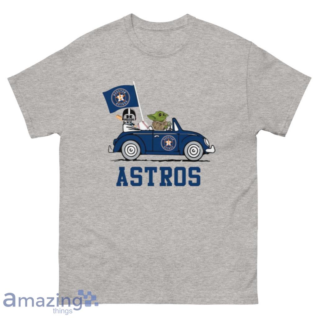 MLB Baseball Houston Astros Darth Vader Baby Yoda Driving Star Wars T Shirt