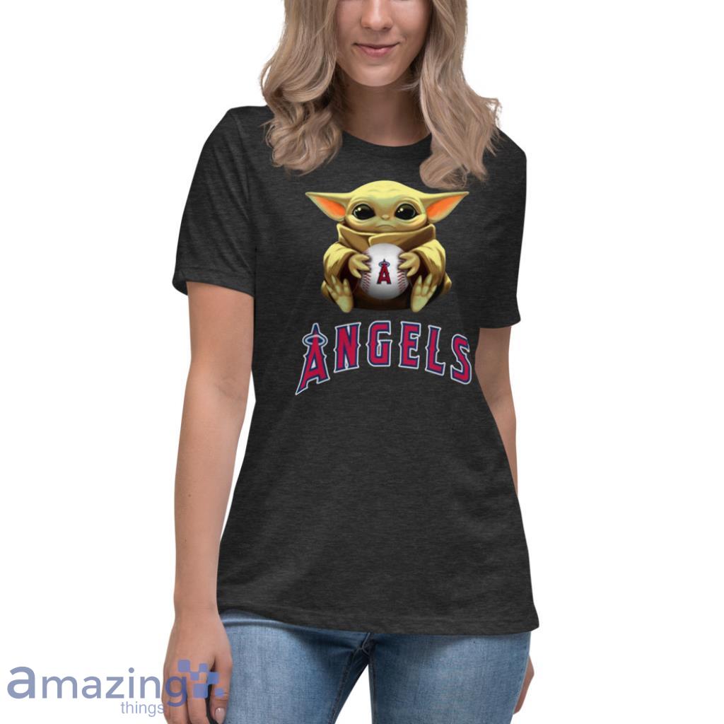 MLB Baseball Los Angeles Angels Star Wars Baby Yoda T Shirt image MLB Baseball Los Angeles Angels Star Wars Baby Yoda T Shirt - Womens Relaxed Short Sleeve Jersey Tee-1