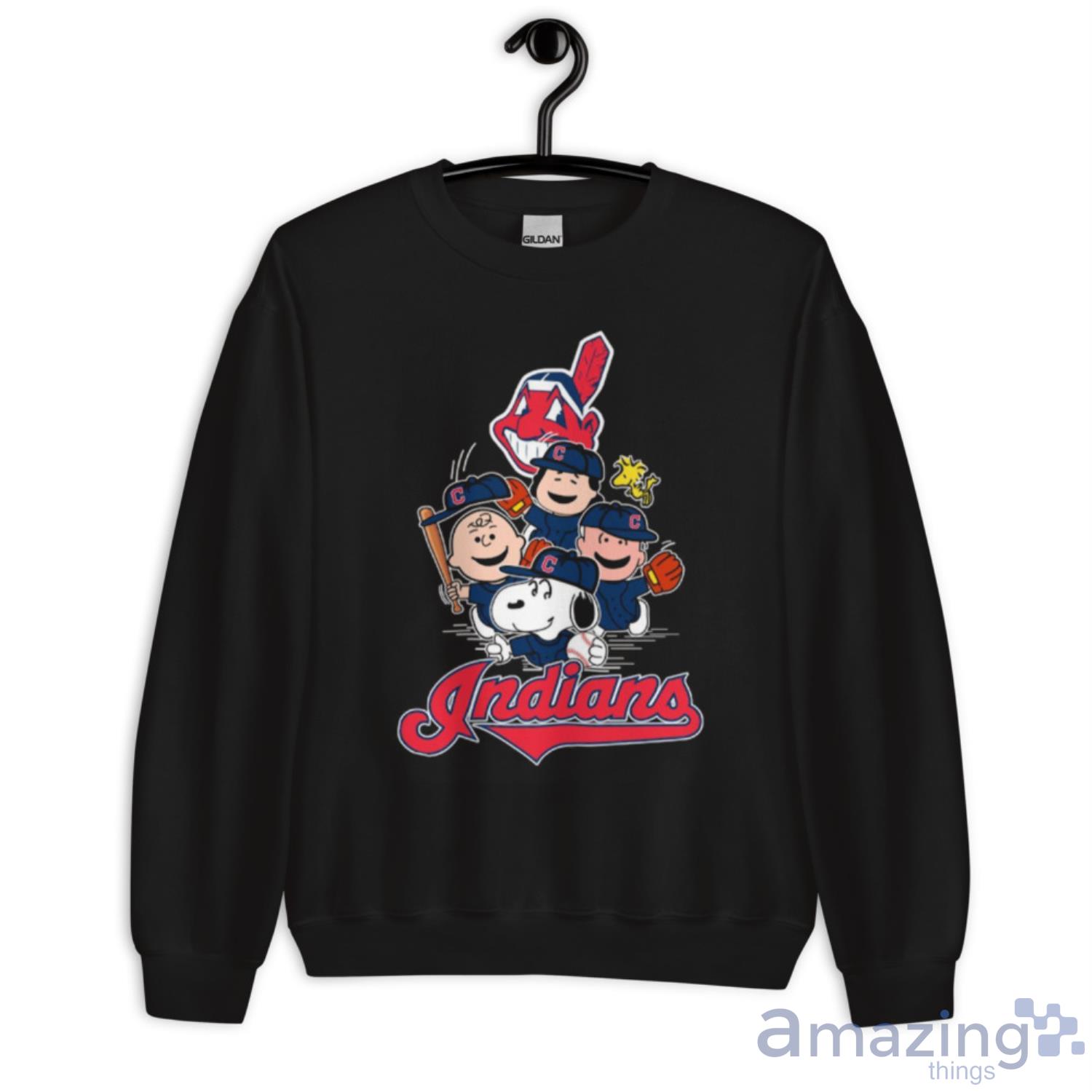 MLB Cleveland Indians Snoopy Charlie Brown Woodstock The Peanuts Movie  Baseball T Shirt_000 Youth T-Shirt