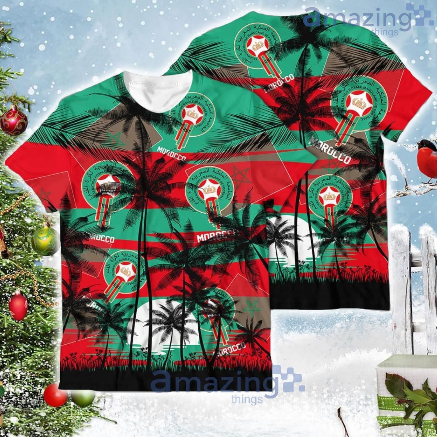 Morocco Coconut Pattern Hawaiian Soccer Team World Cup 2022 Qatar Champions Football Fans All Over Printed 3D Shirt image Morocco Coconut Pattern Hawaiian Soccer Team World Cup 2022 Qatar Champions Football Fans All Over Printed 3D Shirt Product Photo 4