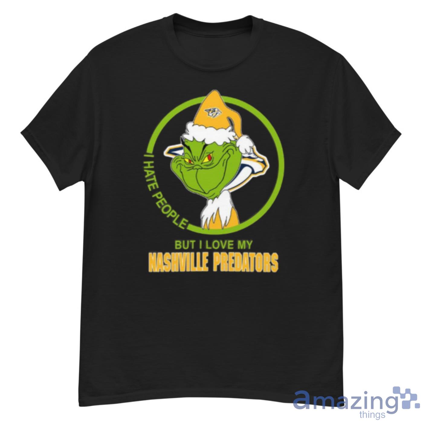 Nashville Predators NHL Christmas Grinch I Hate People But I Love My Favorite Hockey Team Shirt - G500 Men’s Classic T-Shirt