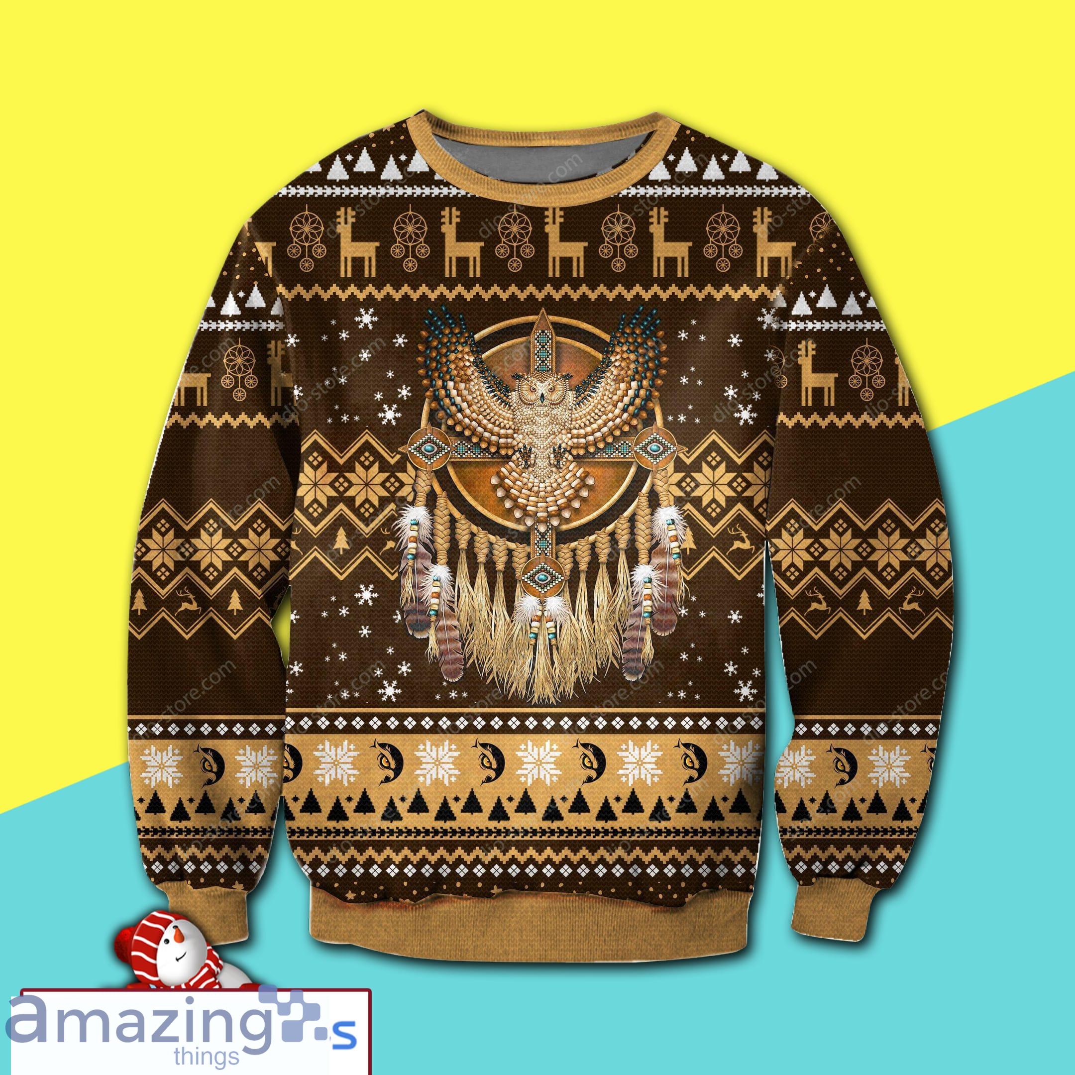 Native American Christmas Pattern Merry Christmas All Over Print Ugly Sweater Product Photo 1
