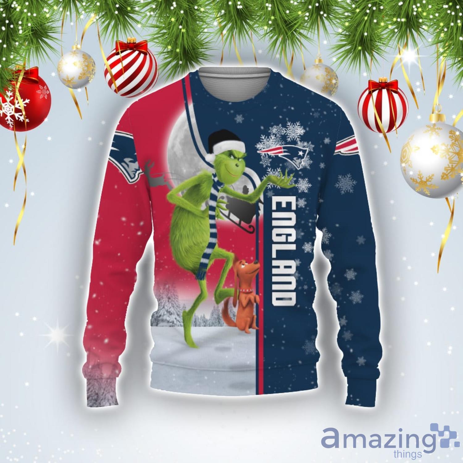 New England Patriots Funny Grinch Ugly Christmas Sweater Product Photo 1
