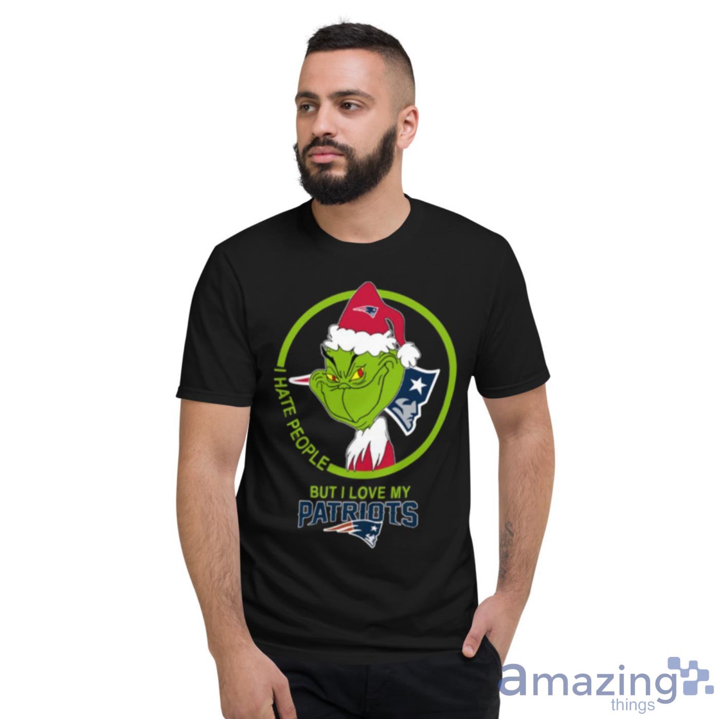 New England Patriots NFL Christmas Grinch I Hate People But I Love My  Favorite Football Team Shirt