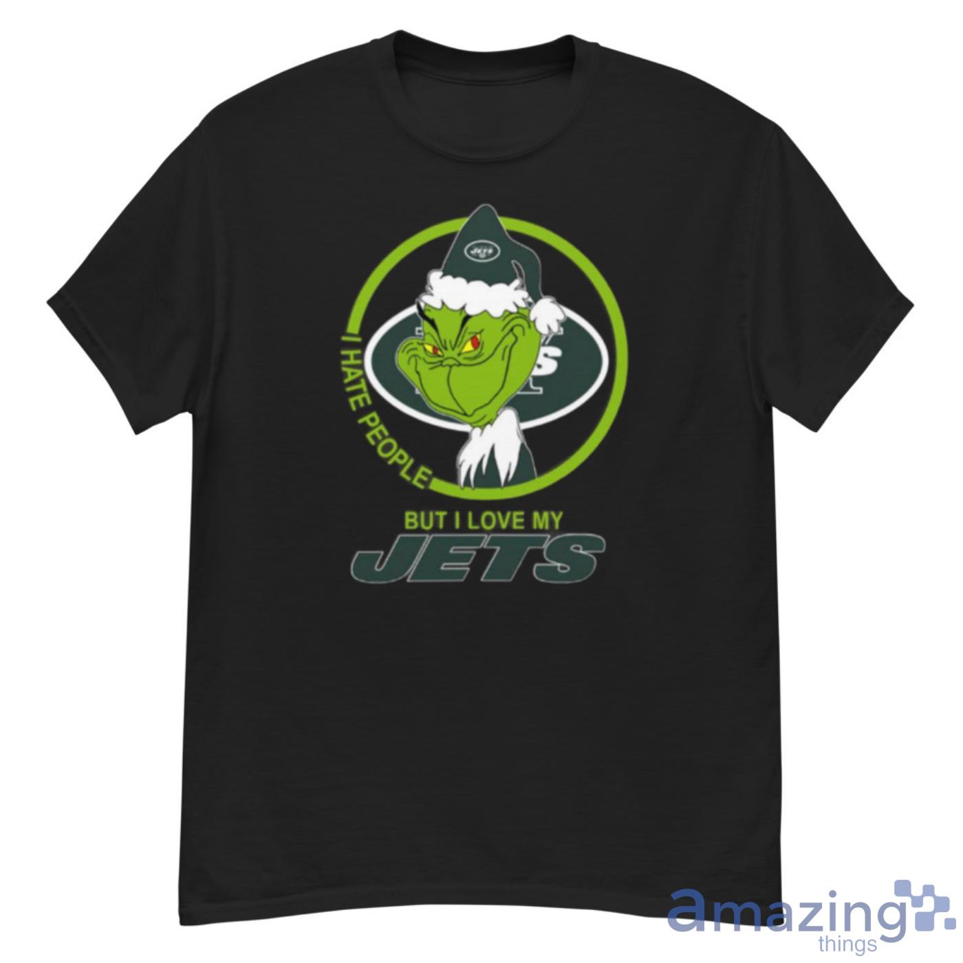 New York Jets NFL Christmas Grinch I Hate People But I Love My Favorite Football Team Shirt - G500 Men’s Classic T-Shirt