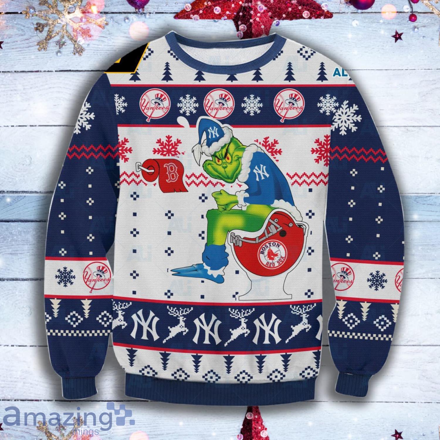 New York Yankees Funny Grinch All Over Print 3D Christmas Ugly Sweater