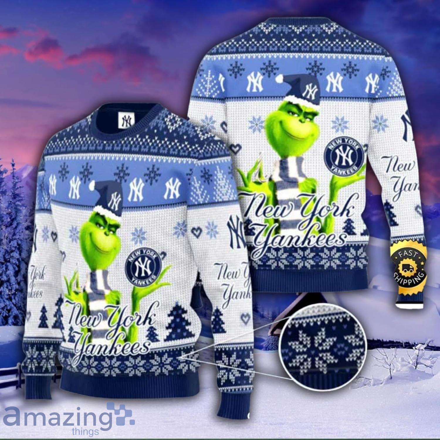 New York Yankees Grinch All Over Print 3D Christmas Ugly Sweater Product Photo 1