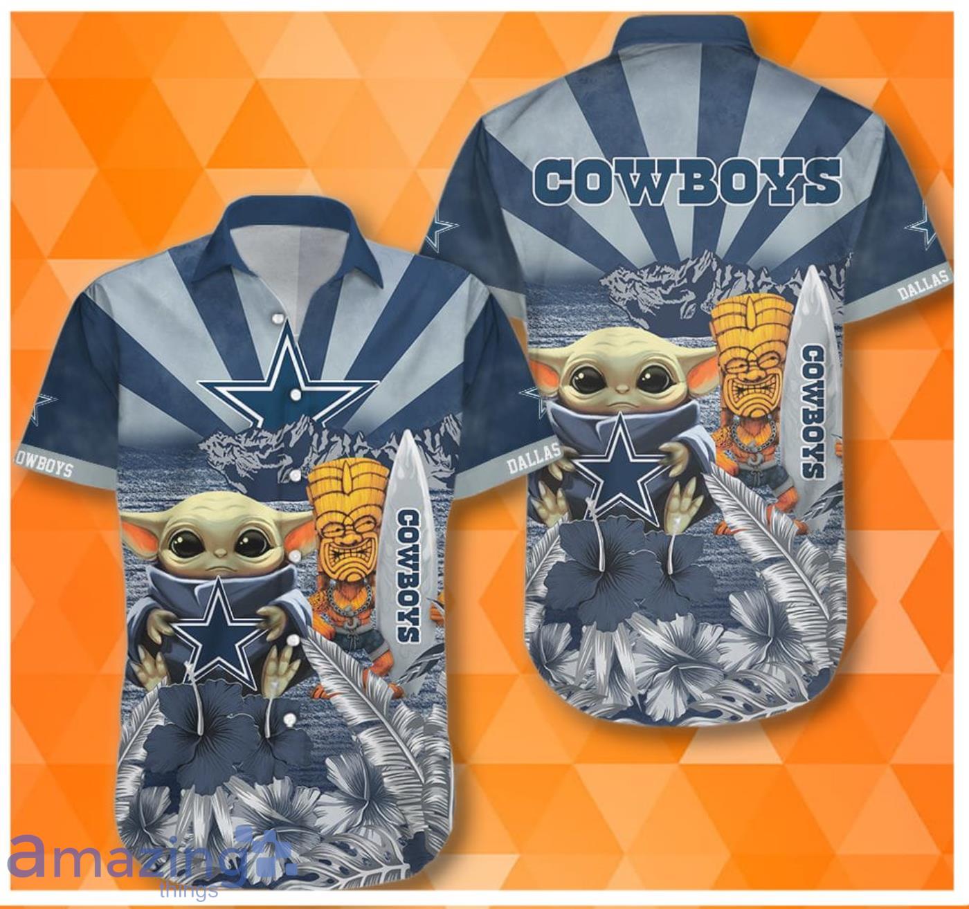 Nfl Dallas Cowboys And Baby Yoda Hawaiian Shirt Product Photo 1
