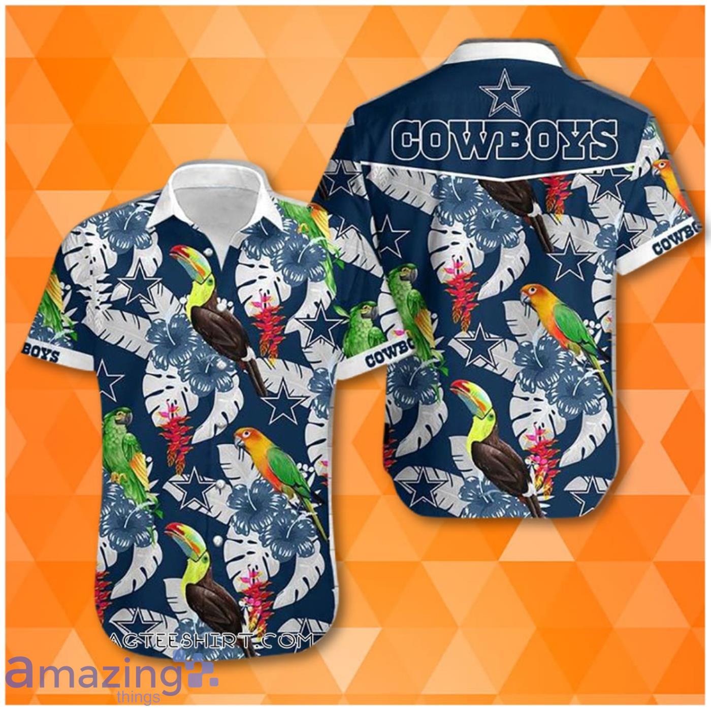Nfl Dallas Cowboys And Parrot Tropical Pattern Hawaiian Shirt Product Photo 1