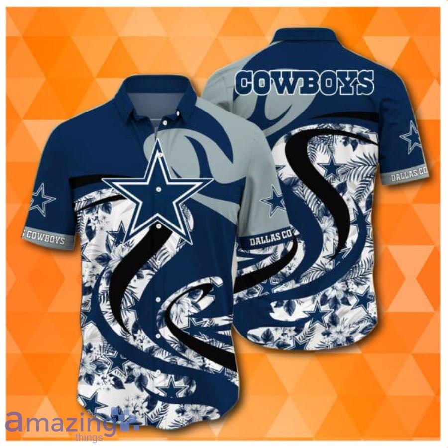 NFL Dallas Cowboys Highlight Logo Grey Hawaiian Shirt - Trendy Aloha