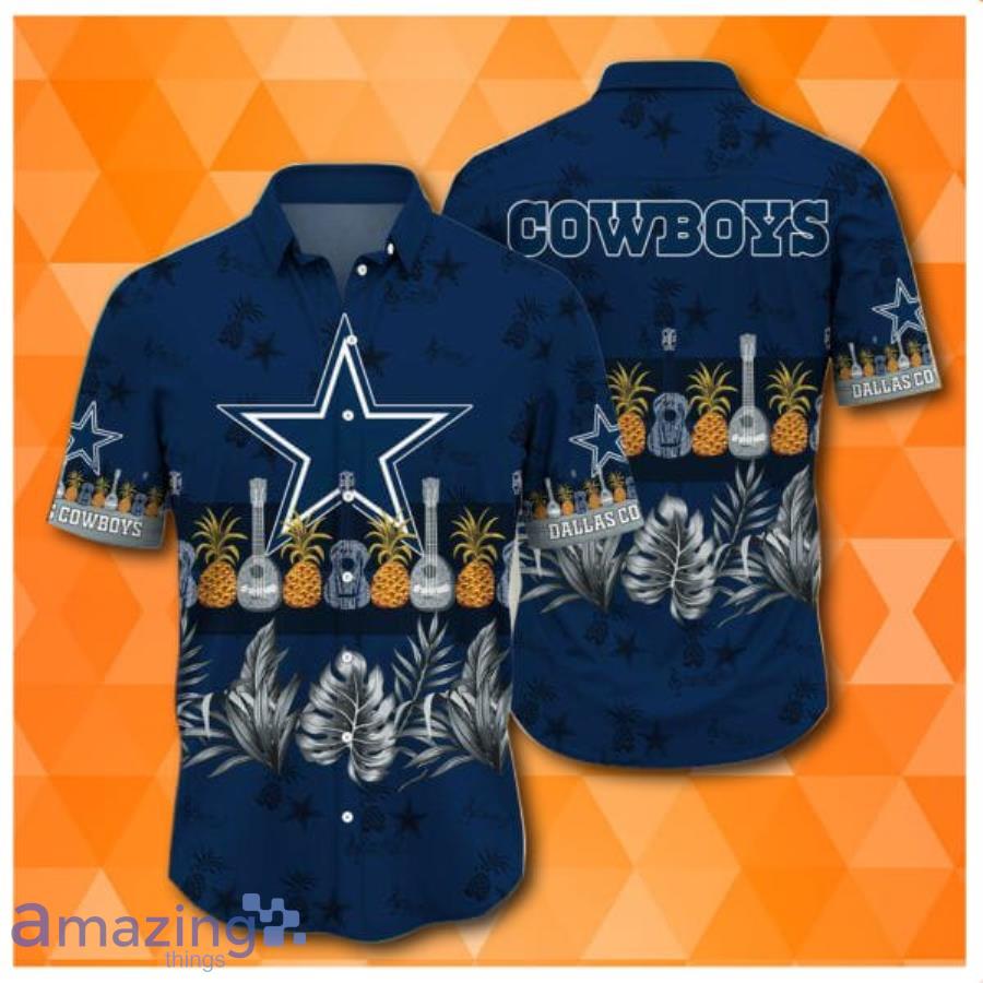 Nfl Dallas Cowboys Guitar Pineapple And Tropical Leaf Hawaiian Shirt Product Photo 1