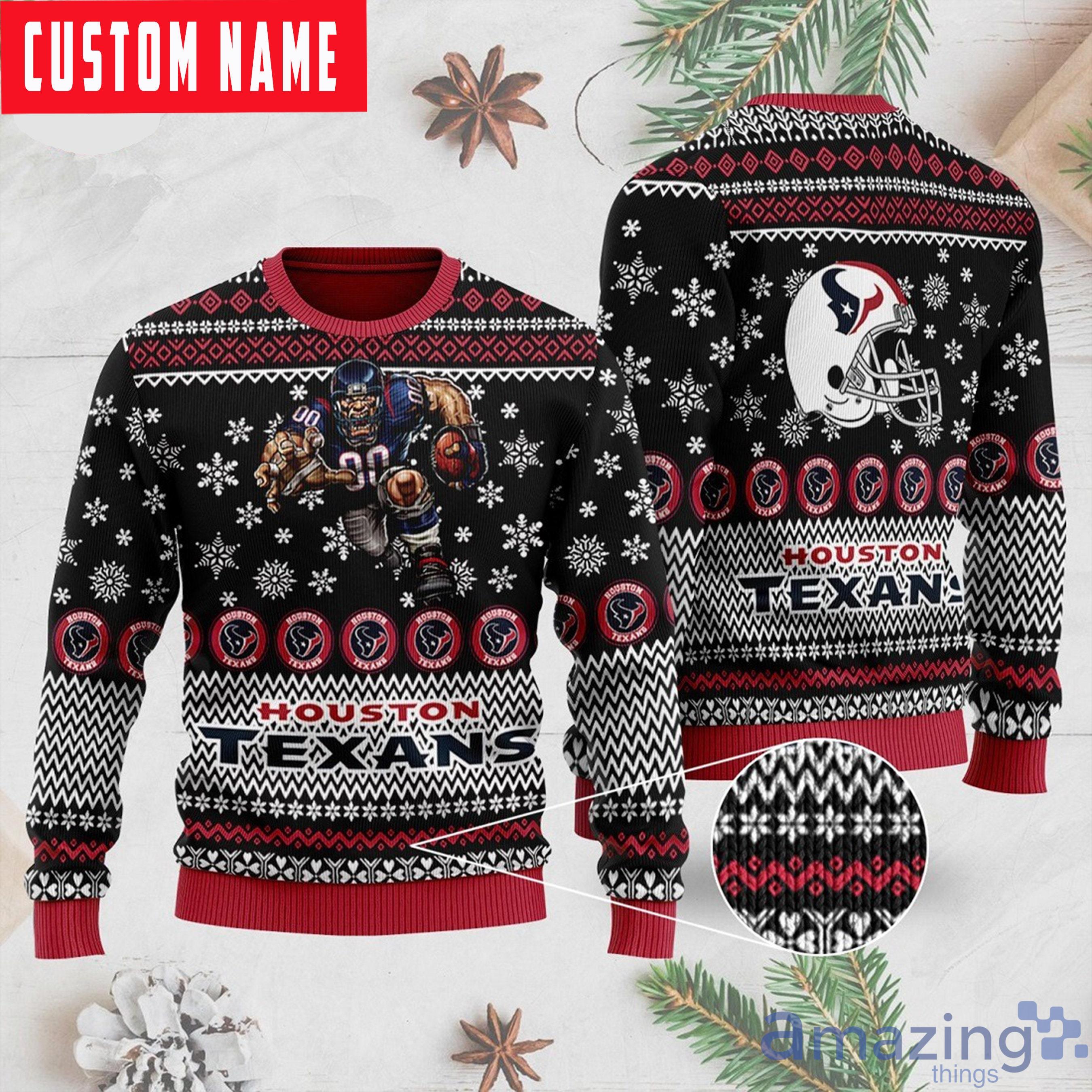 Personalized Name and Number Houston Texans christmas sweater