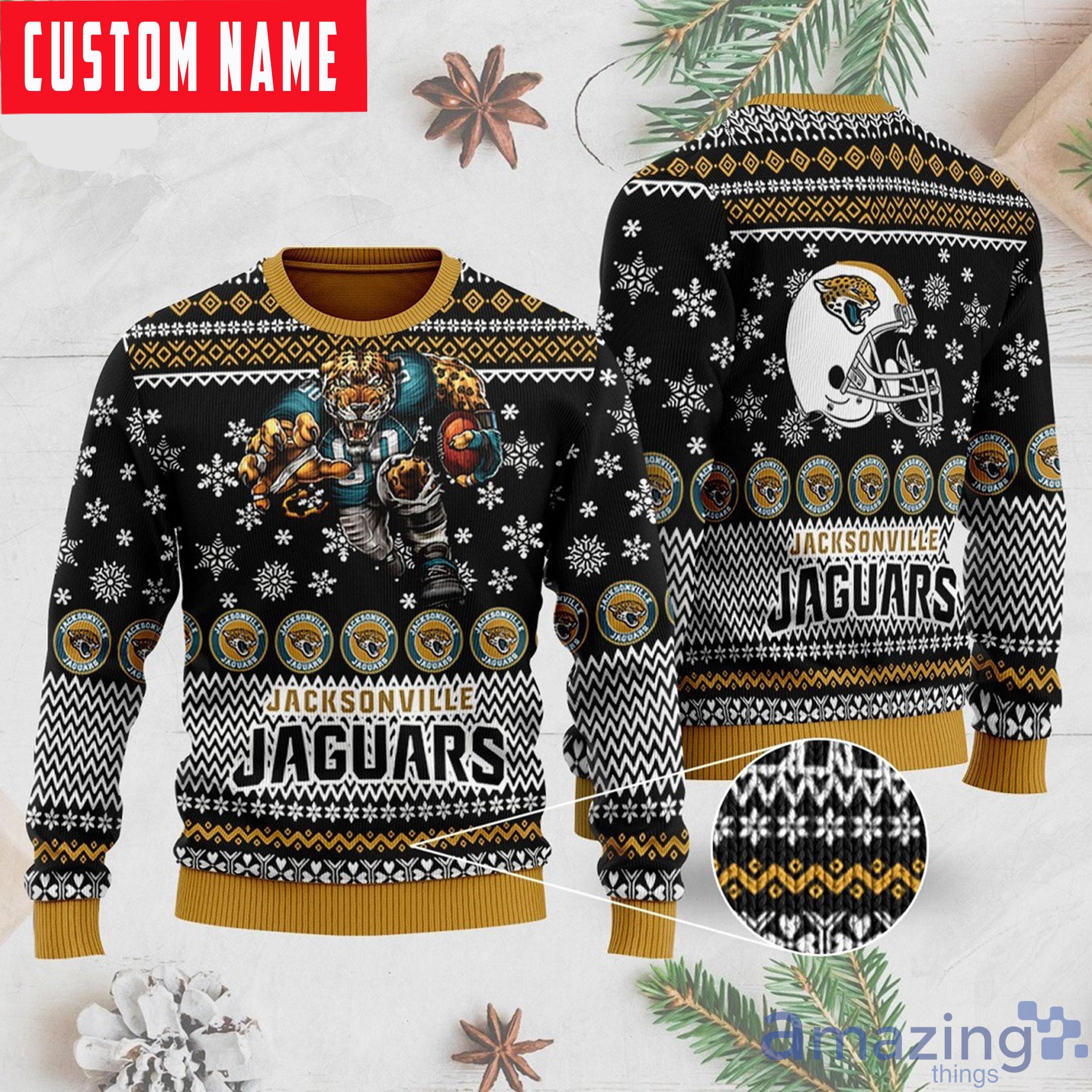 NFL Personalized Name For Jaguars Fans Ugly Christmas Sweater Product Photo 1