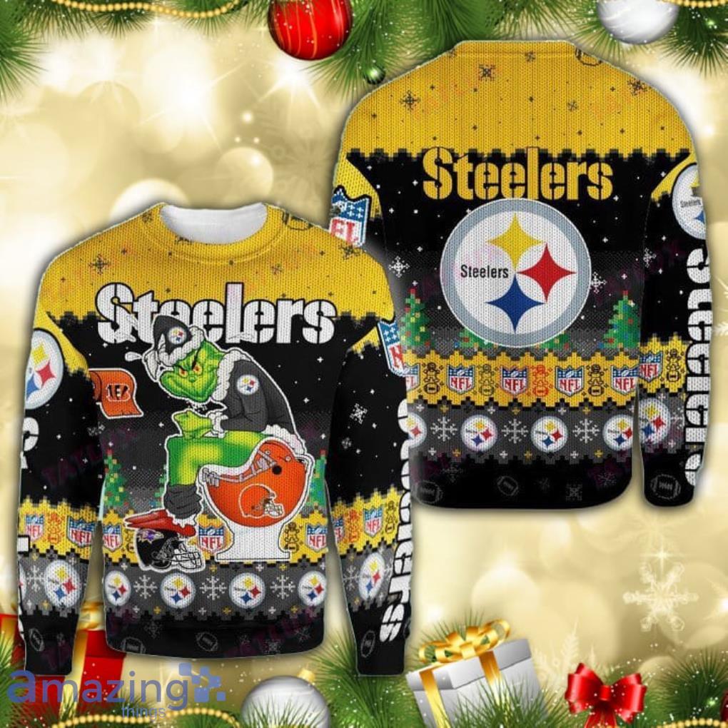 NFL Pittsburgh Steelers Funny Grrinch Knitting Pattern Christmas Ugly Sweater Product Photo 1