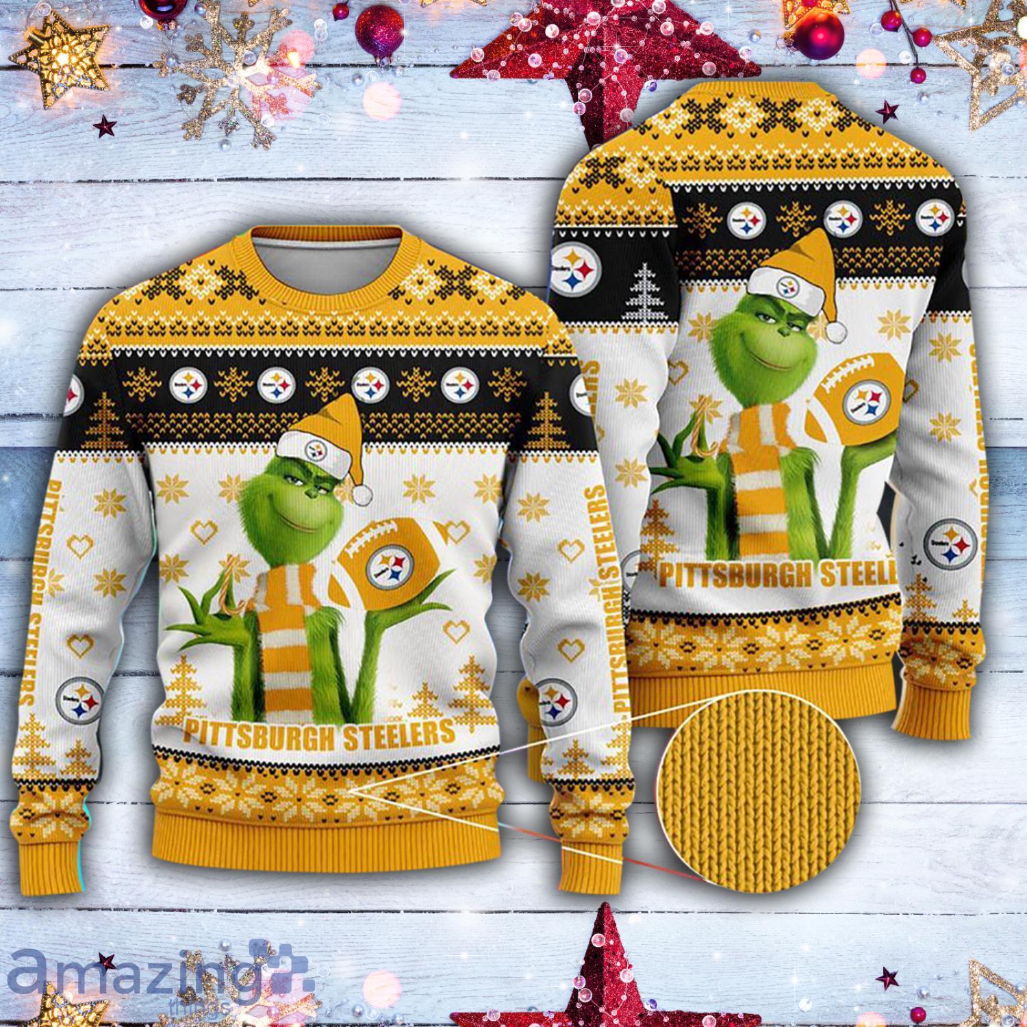 NFL Pittsburgh Steelers The Grinch  All Over Print 3D Christmas Ugly Sweater Product Photo 1