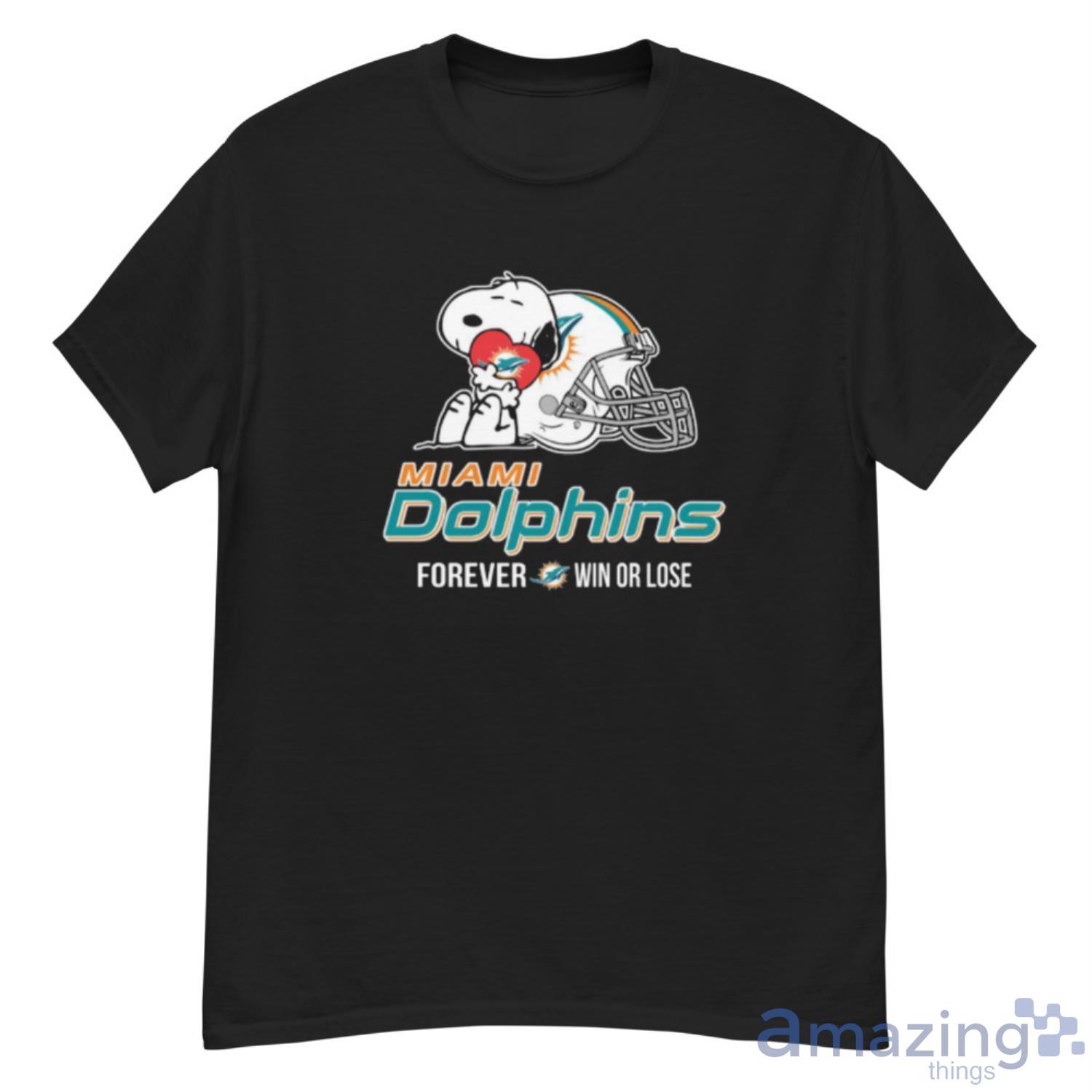 NFL The Peanuts Movie Snoopy Forever Win Or Lose Football Miami Dolphins Shirt - G500 Men’s Classic T-Shirt