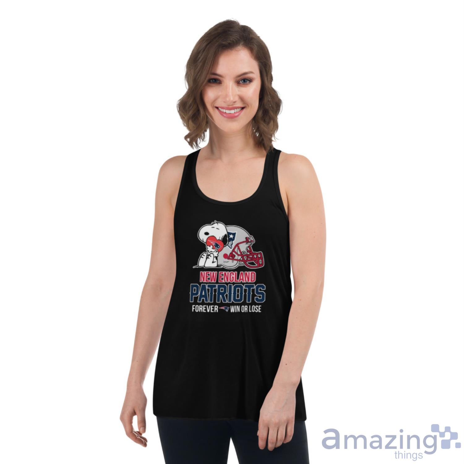 NFL The Peanuts Movie Snoopy Forever Win Or Lose Football New England Patriots Shirt image NFL The Peanuts Movie Snoopy Forever Win Or Lose Football New England Patriots Shirt - Womens Flowy Racerback Tank