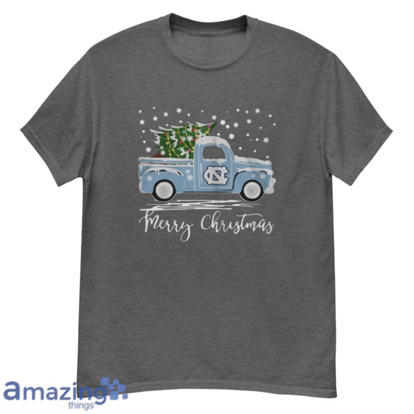 North Carolina Tar Heels Pickup Truck Merry Christmas Shirt - G500 Men’s Classic T-Shirt-1