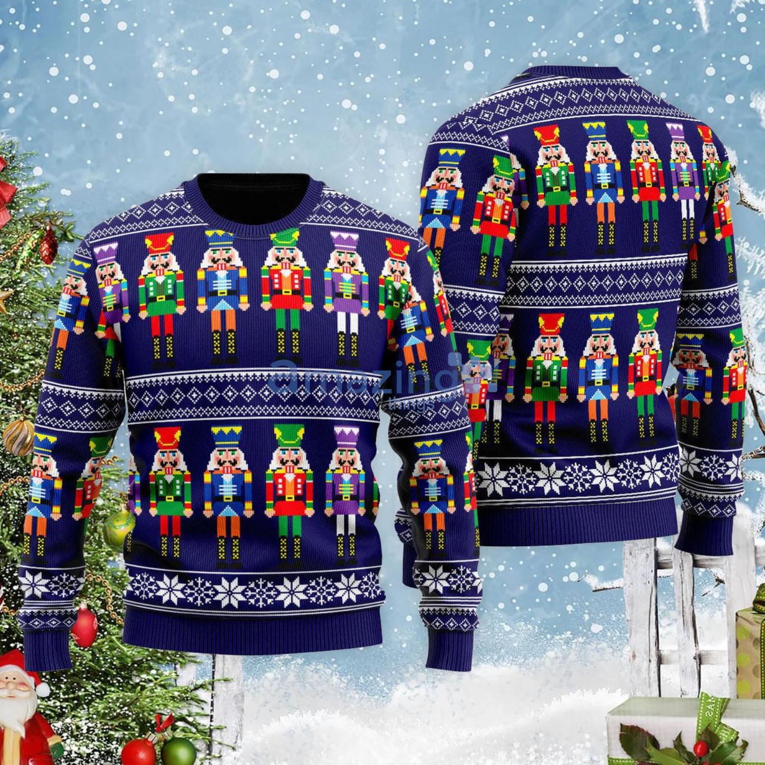 Nutcrackers Christmas Coming Pattern Christmas Gift Ugly Christmas Sweater Product Photo 1