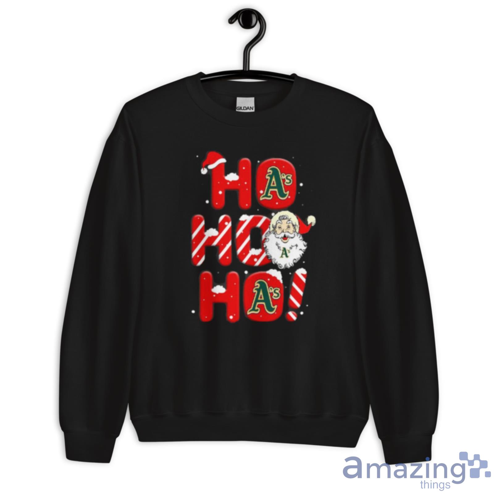 Oakland Athletics MLB Baseball Ho Ho Ho Santa Claus Merry Christmas Shirt image Oakland Athletics MLB Baseball Ho Ho Ho Santa Claus Merry Christmas Shirt - Unisex Crewneck Sweatshirt