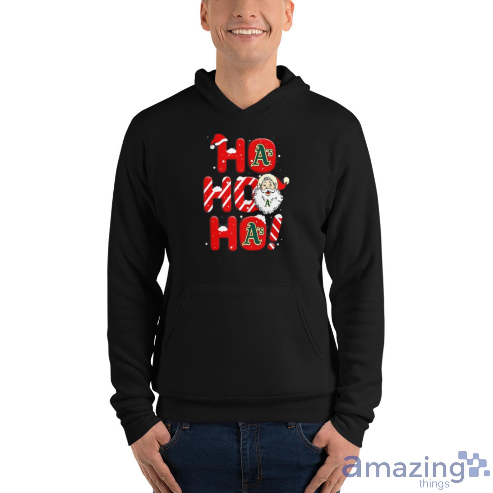 Oakland Athletics MLB Baseball Ho Ho Ho Santa Claus Merry Christmas Shirt image Oakland Athletics MLB Baseball Ho Ho Ho Santa Claus Merry Christmas Shirt - Unisex Fleece Pullover Hoodie