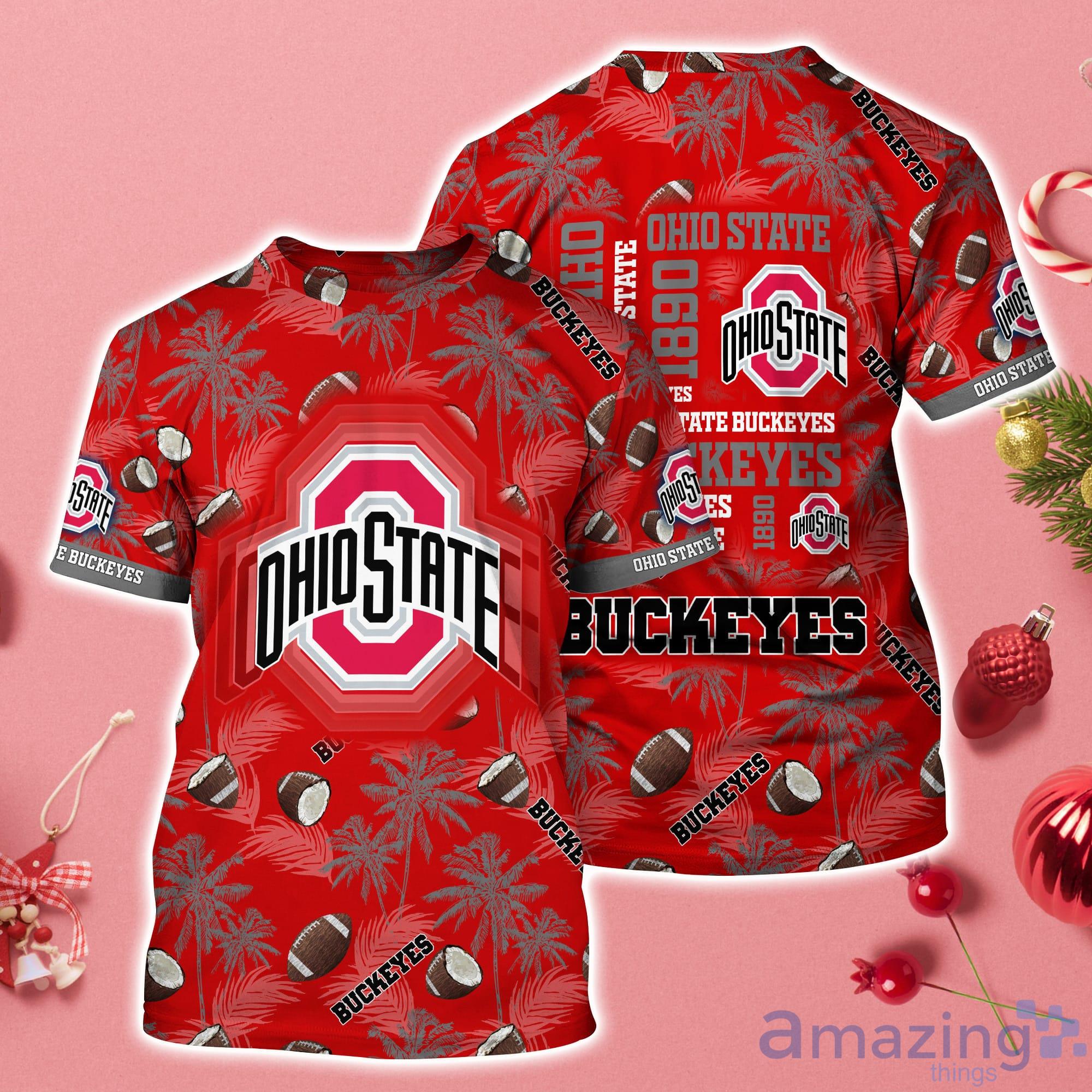 Ohio State Buckeyes Coconut Pattern Hawaii 3D T-Shirt Product Photo 1