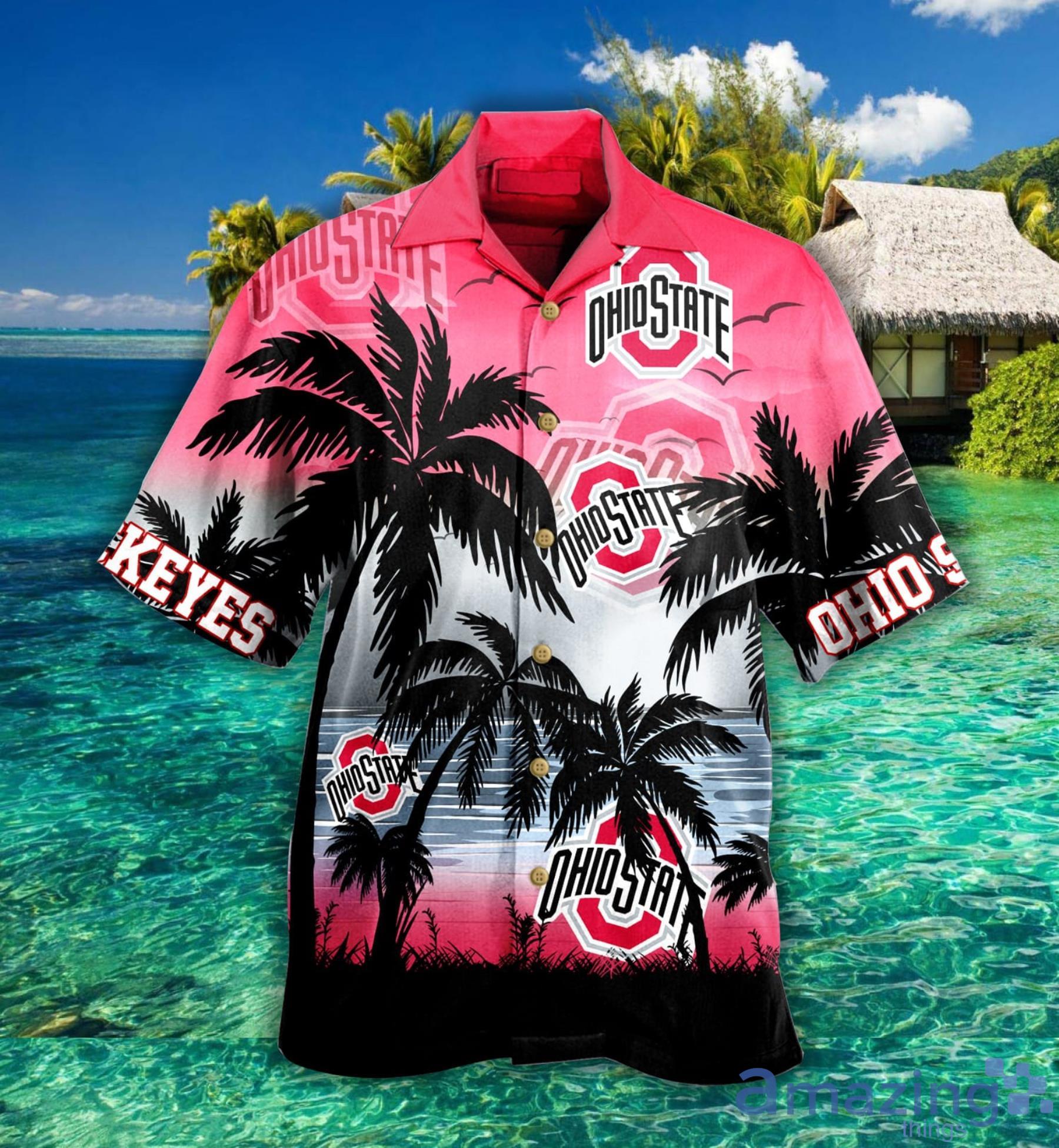 Ohio State Buckeyes Palm Tree Hawaiian Shirt For Fans Product Photo 1