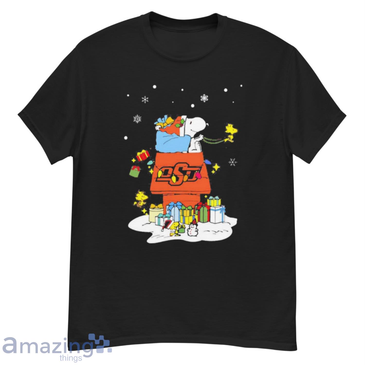 Oklahoma State Cowboys Santa Snoopy Wish You A Merry Christmas Shirt - G500 Men’s Classic T-Shirt