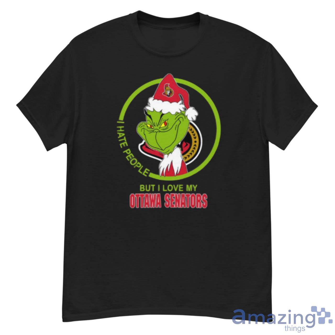 Ottawa Senators NHL Christmas Grinch I Hate People But I Love My Favorite Hockey Team Shirt - G500 Men’s Classic T-Shirt