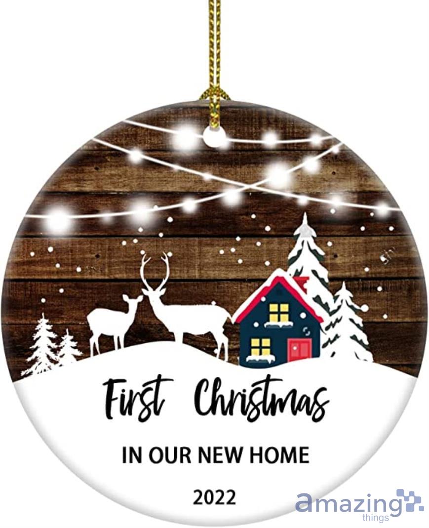 Our First Christmas In Our New Home Christmas Tree House Snow Housewarming Ornament Product Photo 1