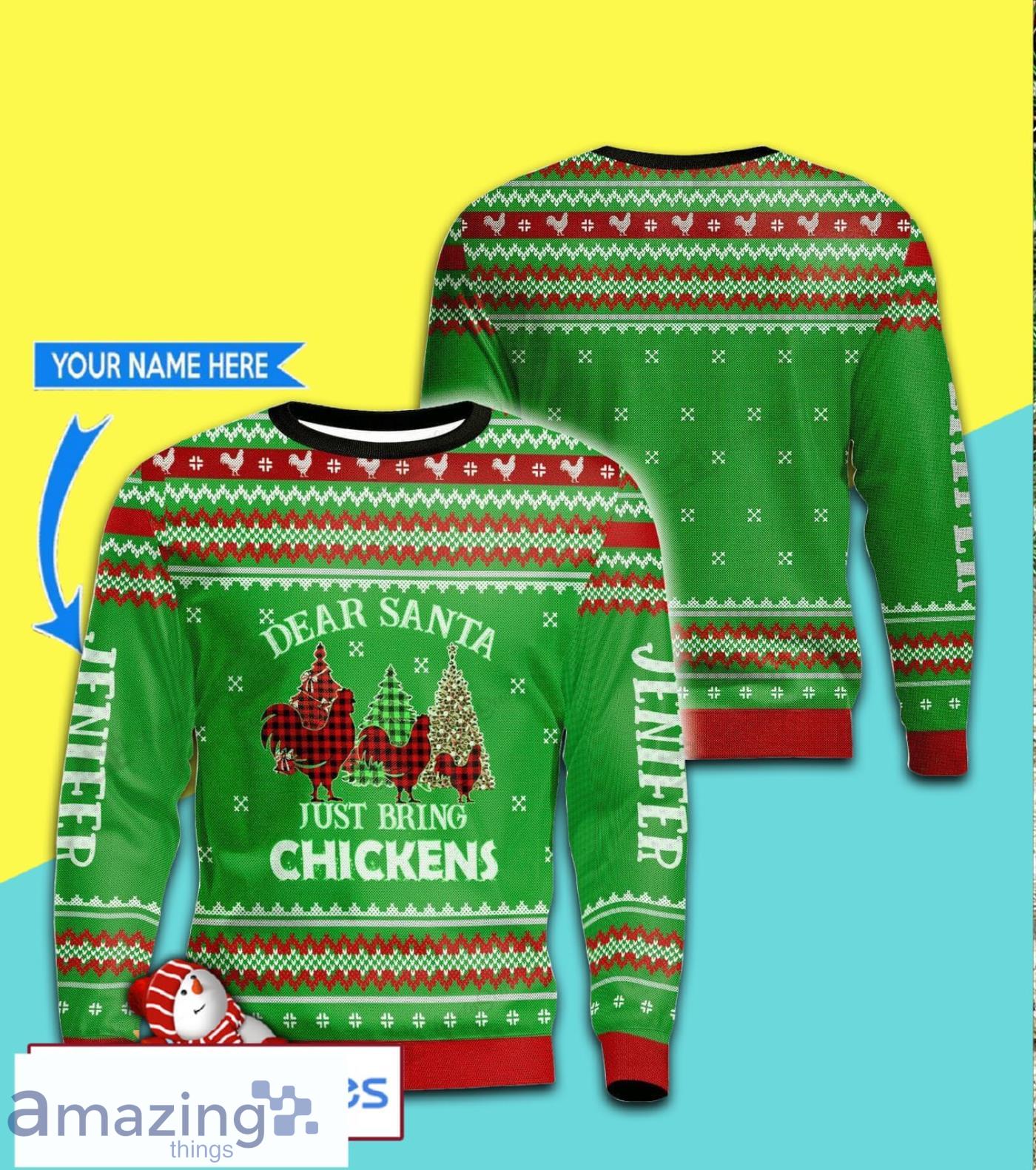Personalized Chickens And Xmas Tree Full Print Ugly Christmas Sweater Product Photo 1