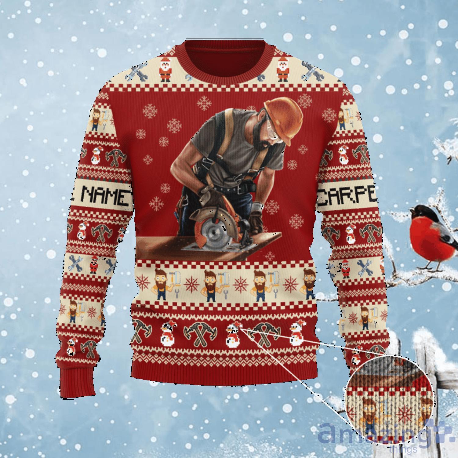 Personalized Name Carpenter  Christmas Gifts Ugly Christmas Sweater Product Photo 1