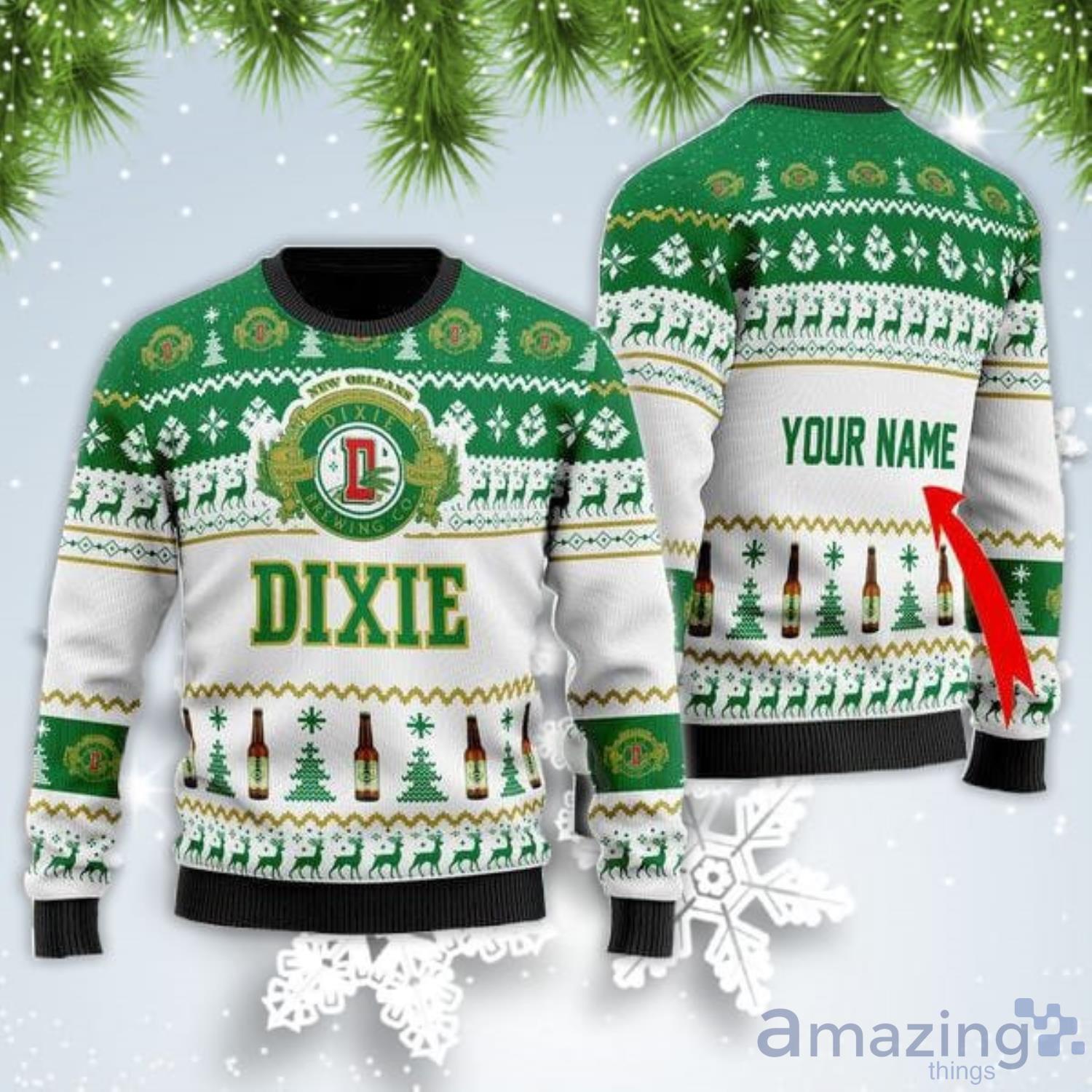 Personalized Name Dixie Beer Christmas Gift Ugly Christmas Sweater Product Photo 1