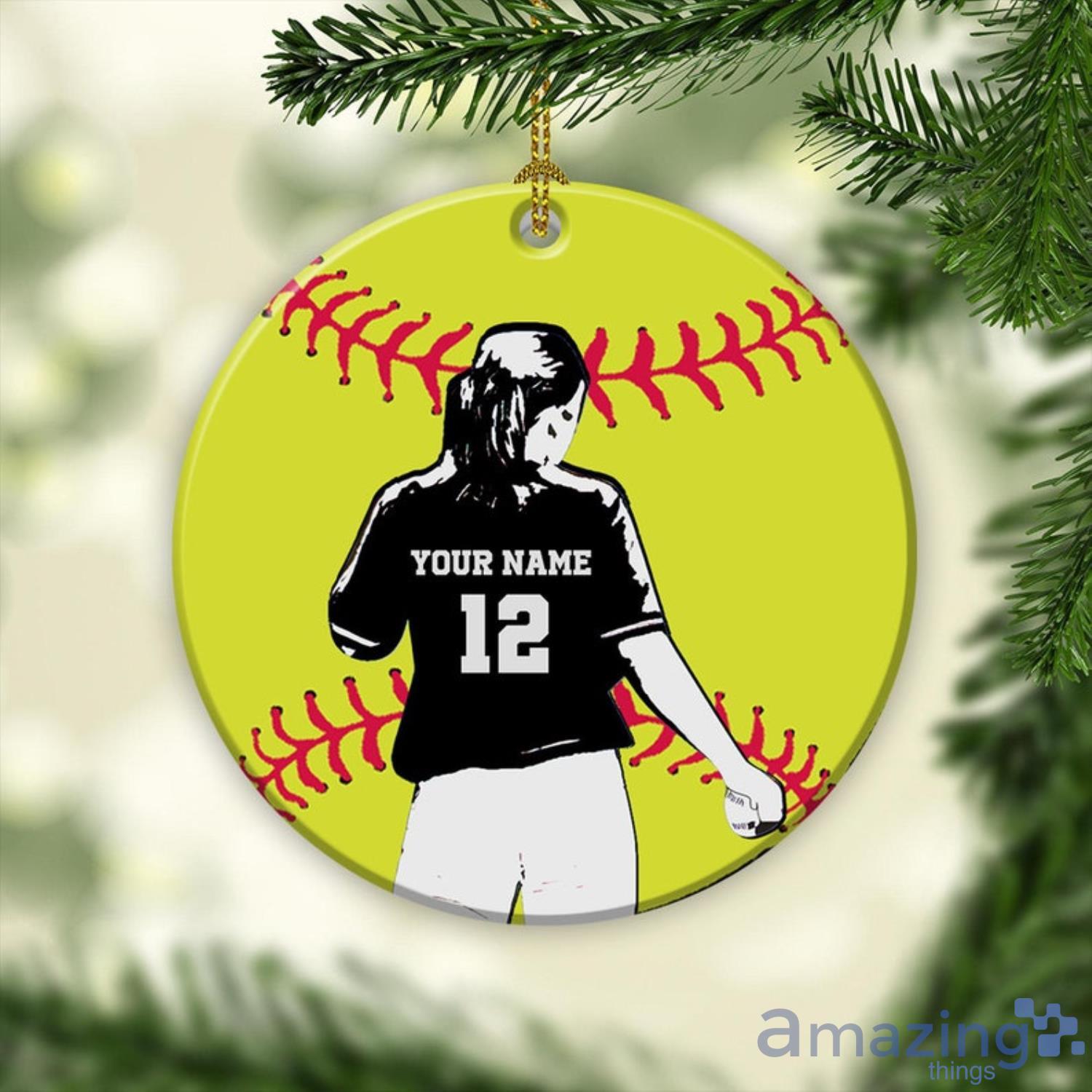Personalized Name Softball Glove Ornament Softball Glove Ornament Product Photo 1
