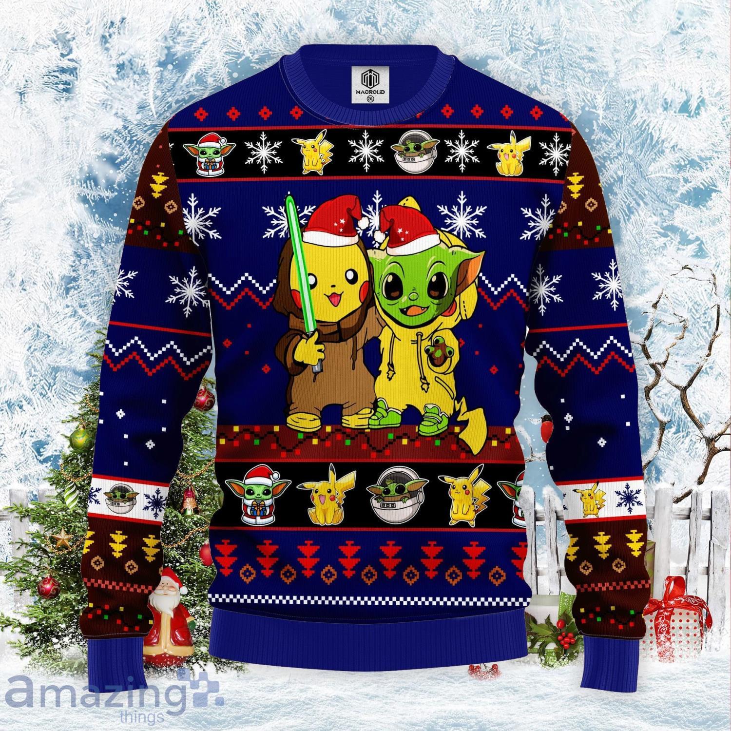 Pikachu And Yoda Cute Christmas Gift Ugly Christmas Sweater Product Photo 1