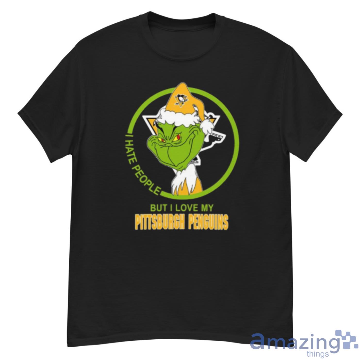 Pittsburgh Penguins NHL Christmas Grinch I Hate People But I Love My Favorite Hockey Team Shirt - G500 Men’s Classic T-Shirt
