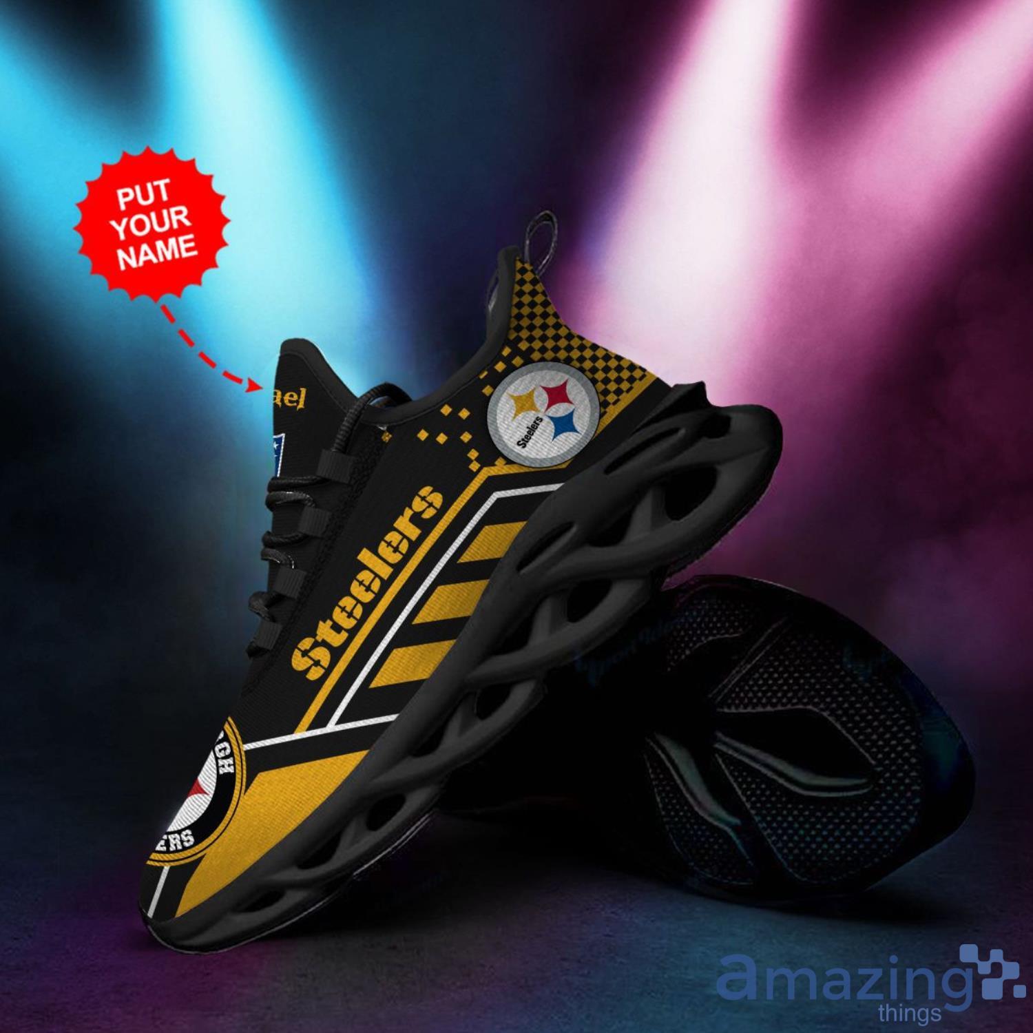 Pittsburgh Steelers Custom Name Sneakers Max Soul Shoes For Men