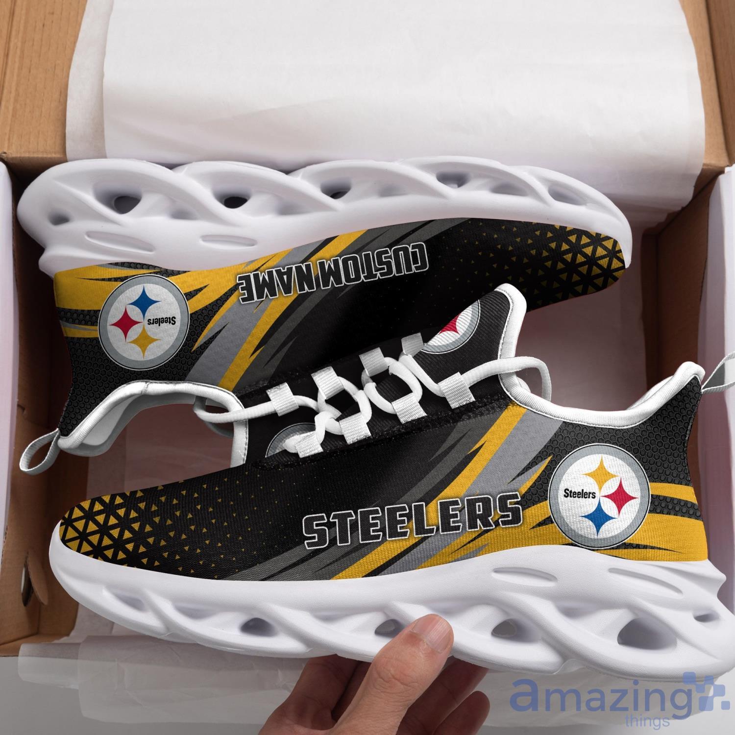 Pittsburgh Steelers Triangle Custom Name Max Soul Sneaker Running Shoes For NFL Football Fan Product Photo 1