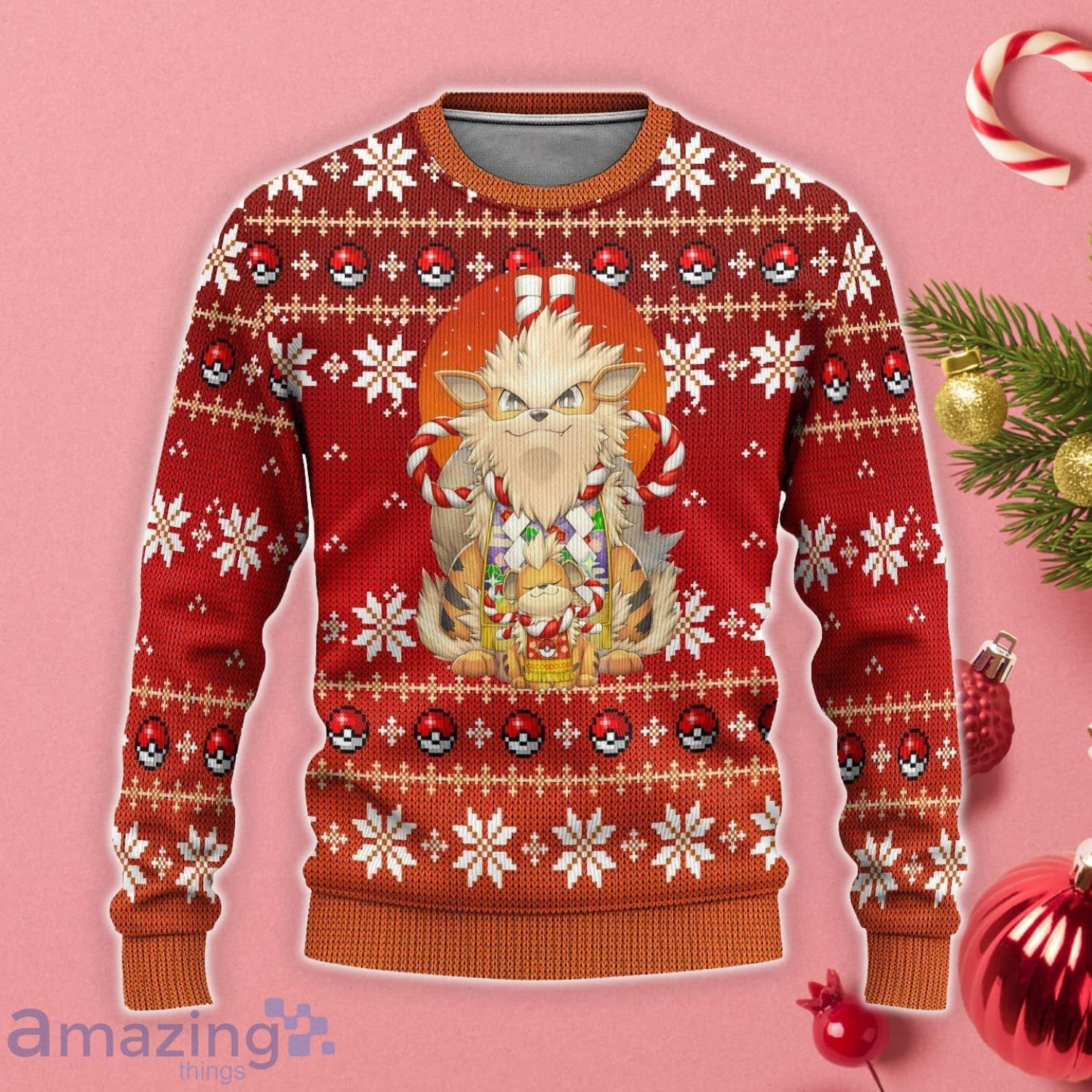 Pokemon Arcanine Cute Christmas Gift Ugly Christmas Sweater Product Photo 1 Pokemon Arcanine Cute Christmas Gift Ugly Christmas Sweater Product Photo 1