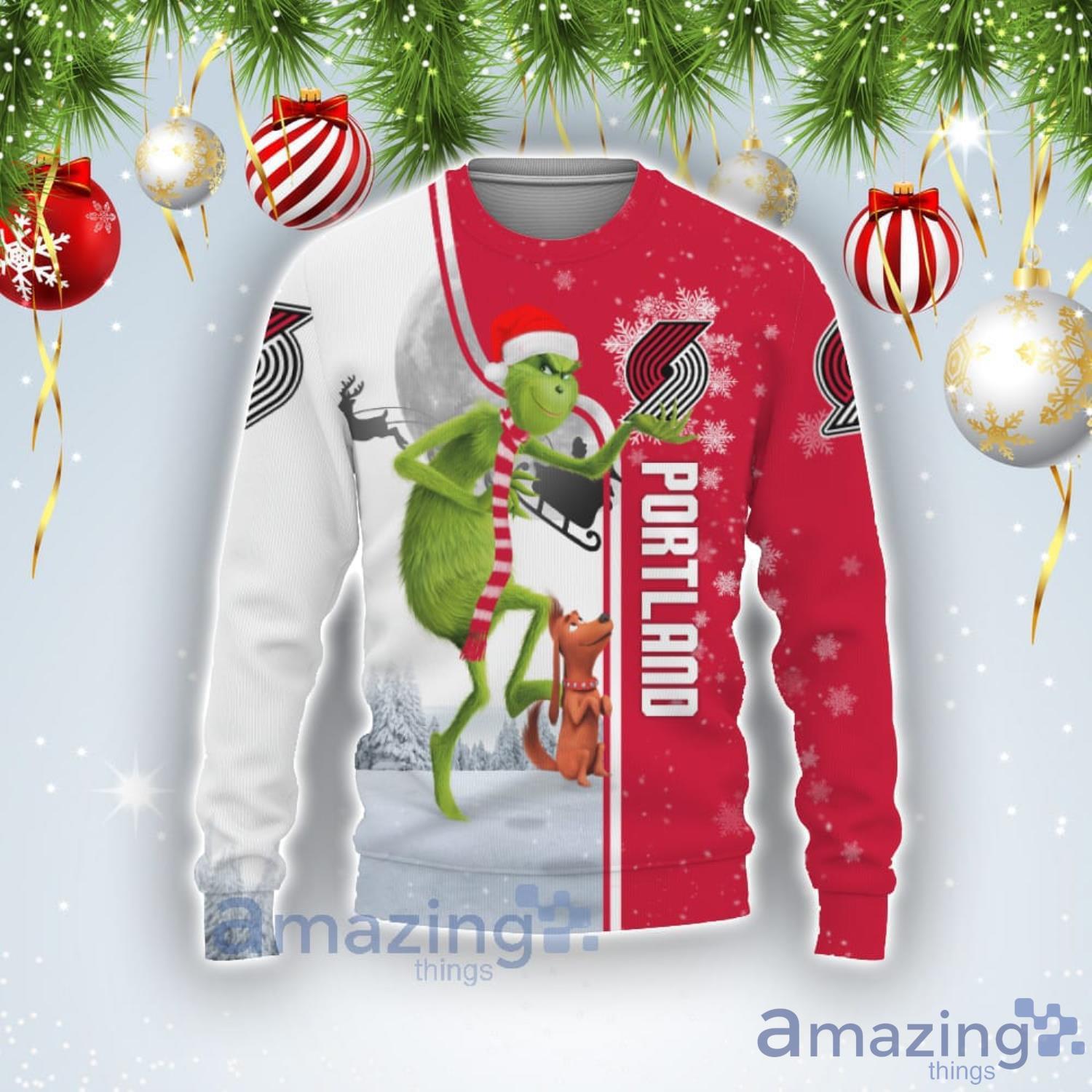 Portland Trail Blazers NBA Funny Grinch Ugly Christmas Sweater Product Photo 1