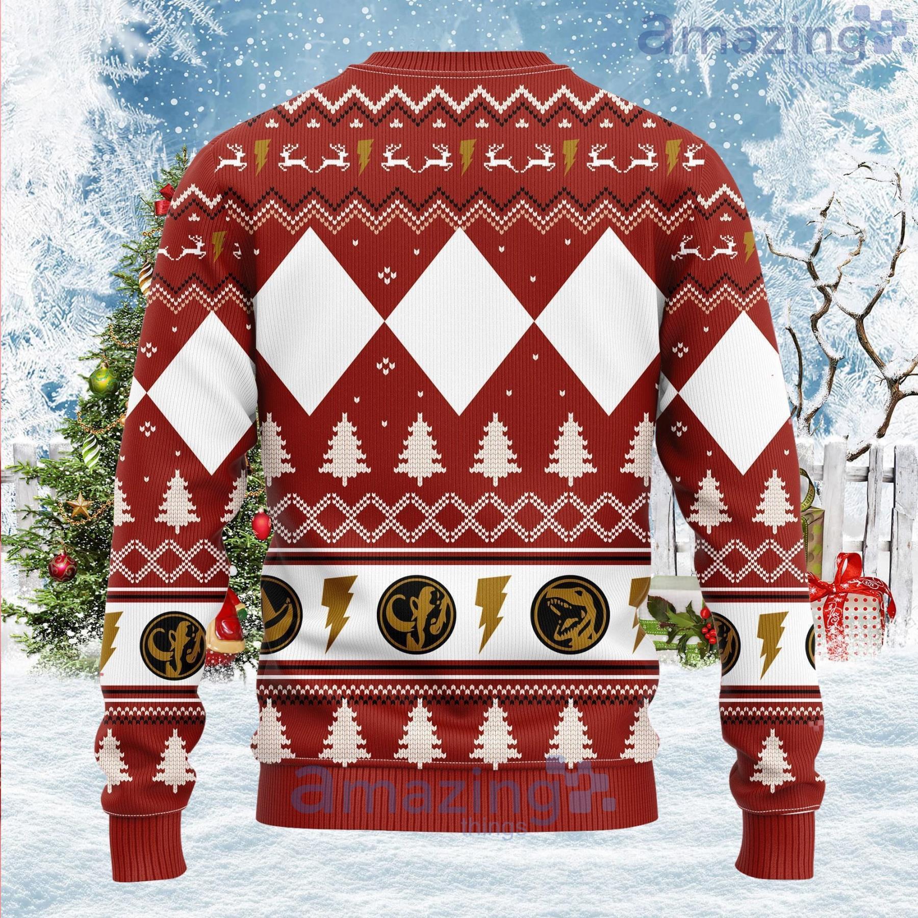 Power Ranger Red Christmas Gift Ugly Christmas Sweater image Power Ranger Red Christmas Gift Ugly Christmas Sweater Product Photo 2