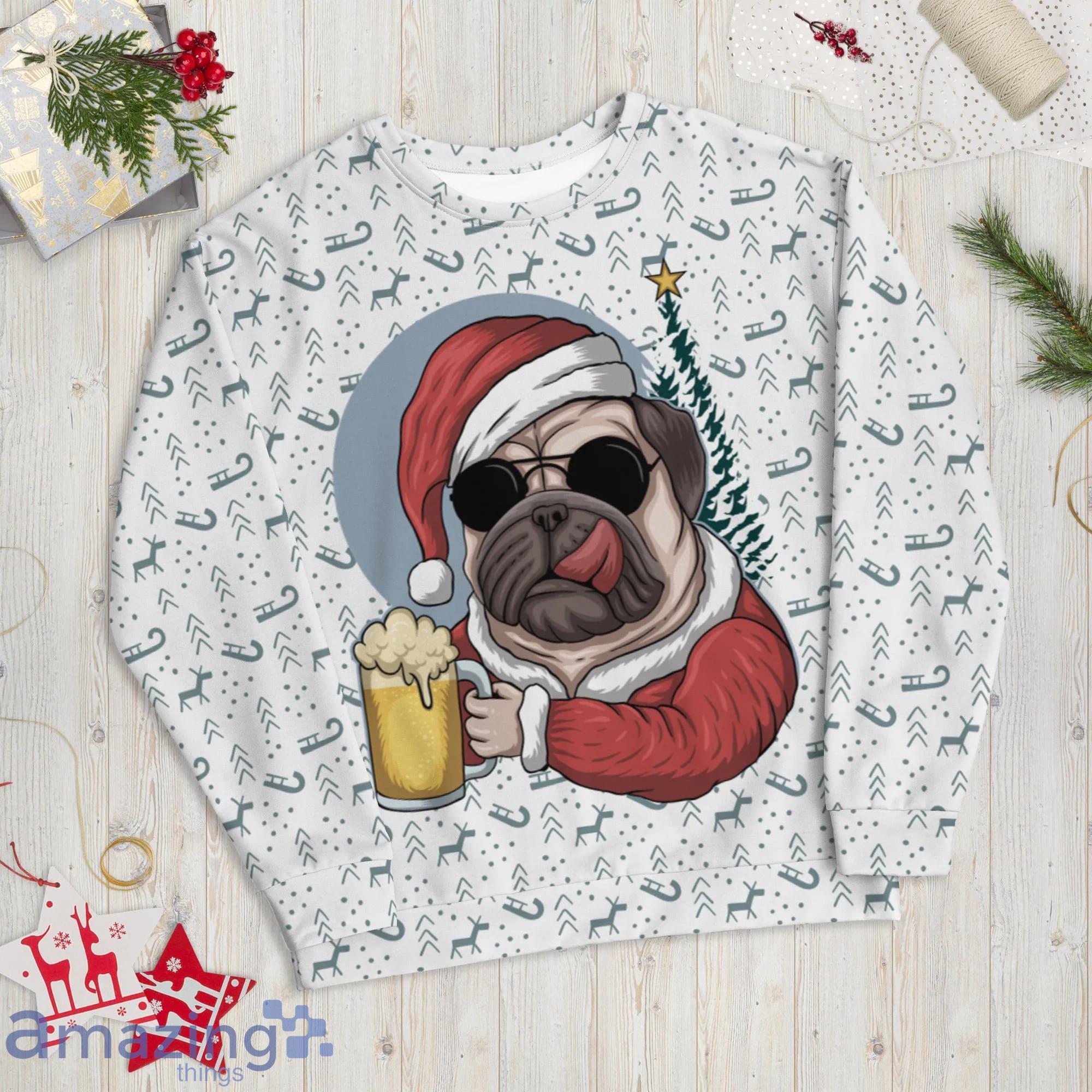 Pug Drink Beer Merry Christmas Sweater Product Photo 1 Pug Drink Beer Merry Christmas Sweater Product Photo 1