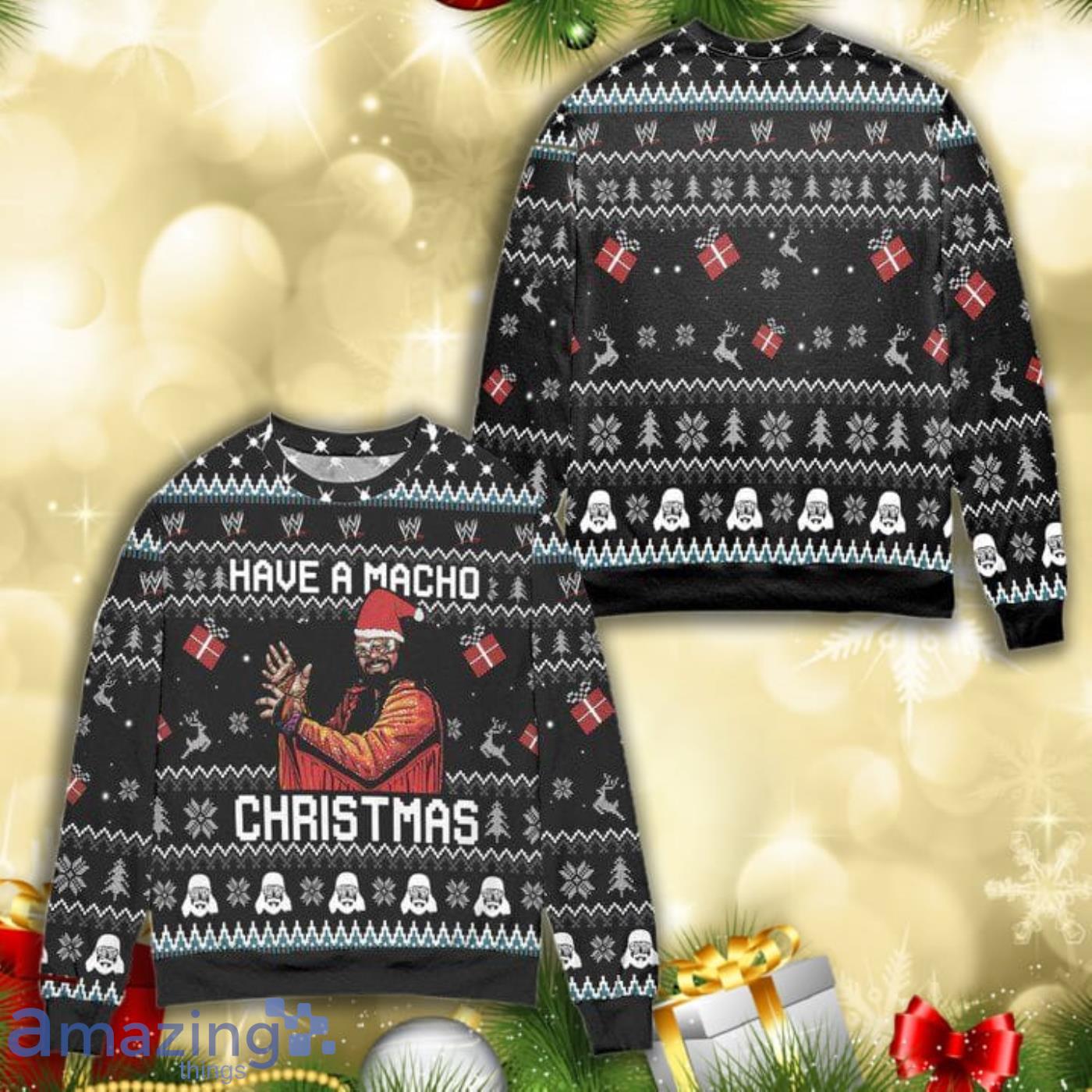 Randy Savage Wwe Have A Macho Christmas Pattern Full Print Ugly Sweater Product Photo 1