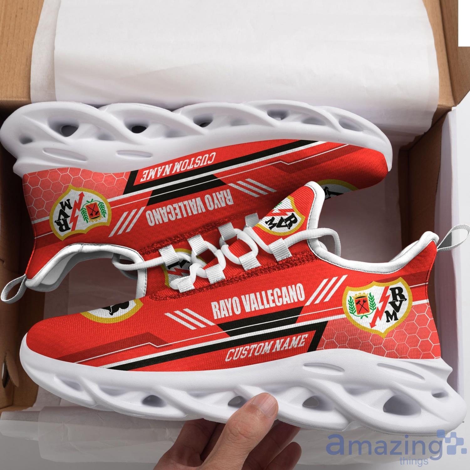 Rayo Vallecano Custom Name Max Soul Sneaker Running Shoes For Football Fan Product Photo 1