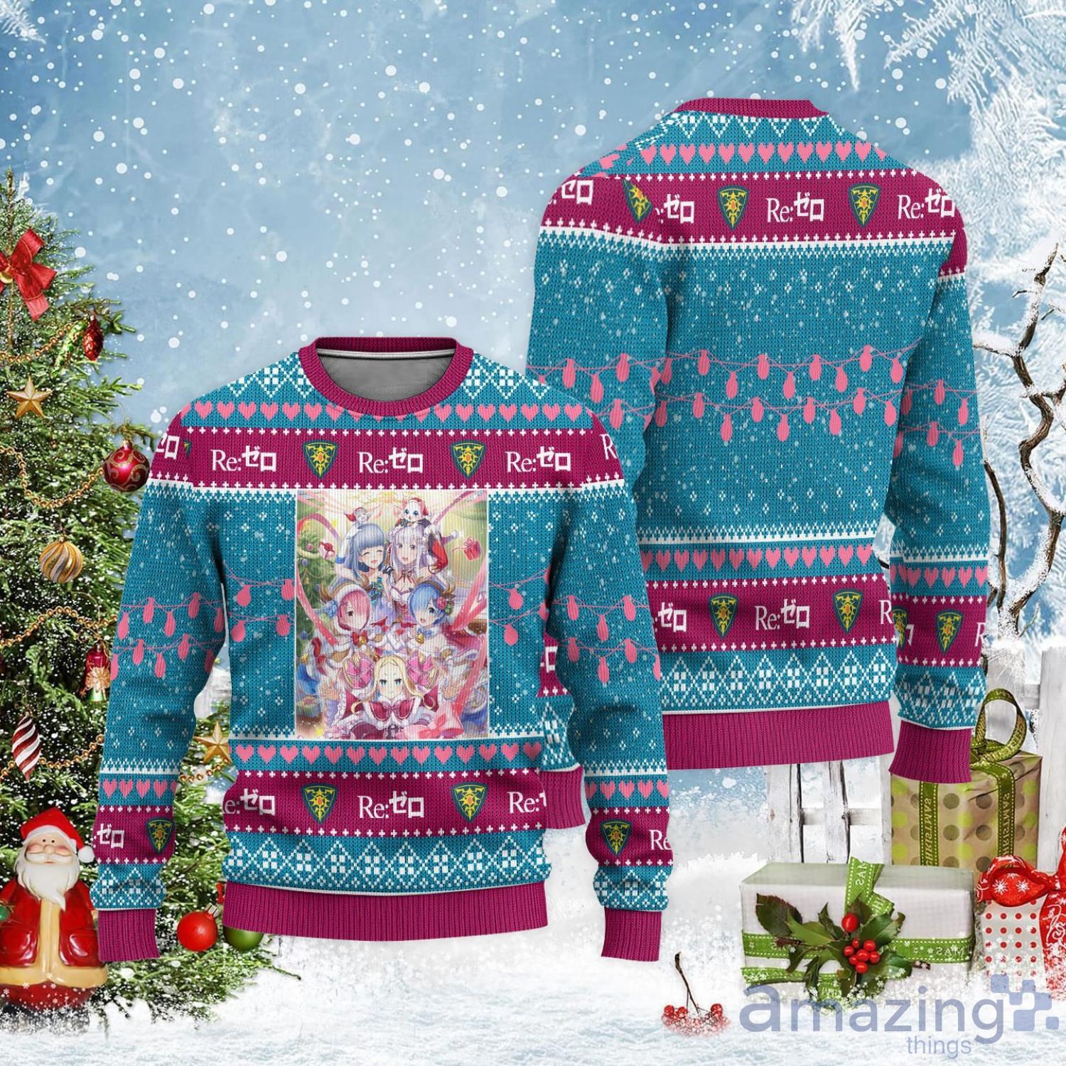 Re Zero Ugly Christmas Sweater Custom Characters Christmas Gift For Anime Lover Product Photo 1