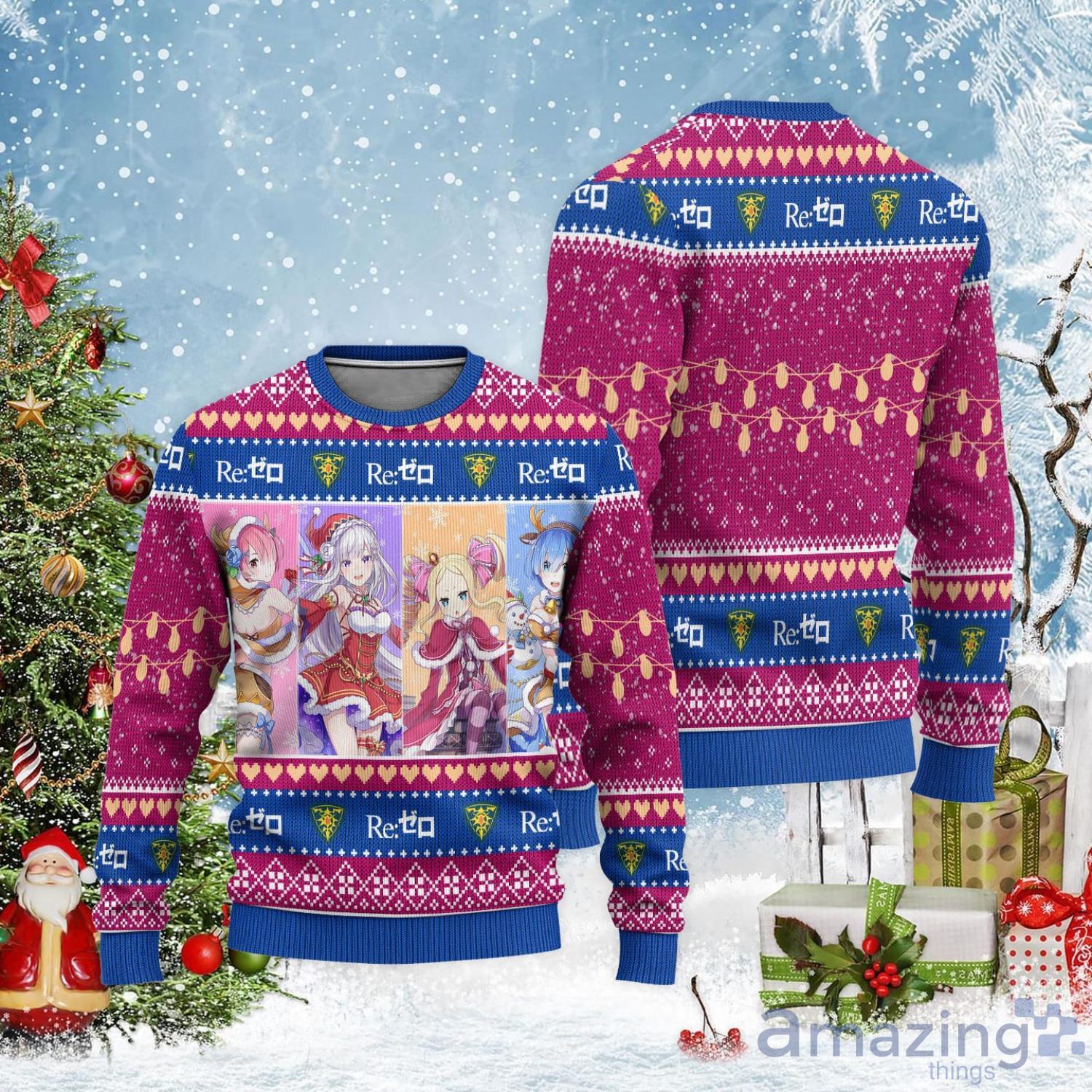 Re Zero Ugly Christmas Sweater Custom Members Christmas Gift For Anime Lover Product Photo 1