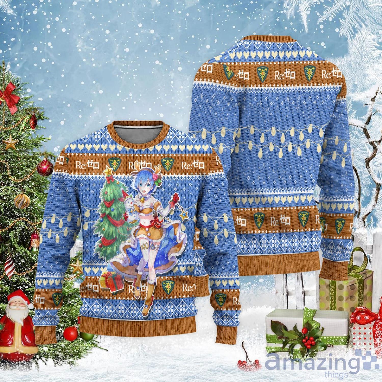 Re Zero Ugly Christmas Sweater Custom Rem Christmas Gift For Anime Lover Product Photo 1